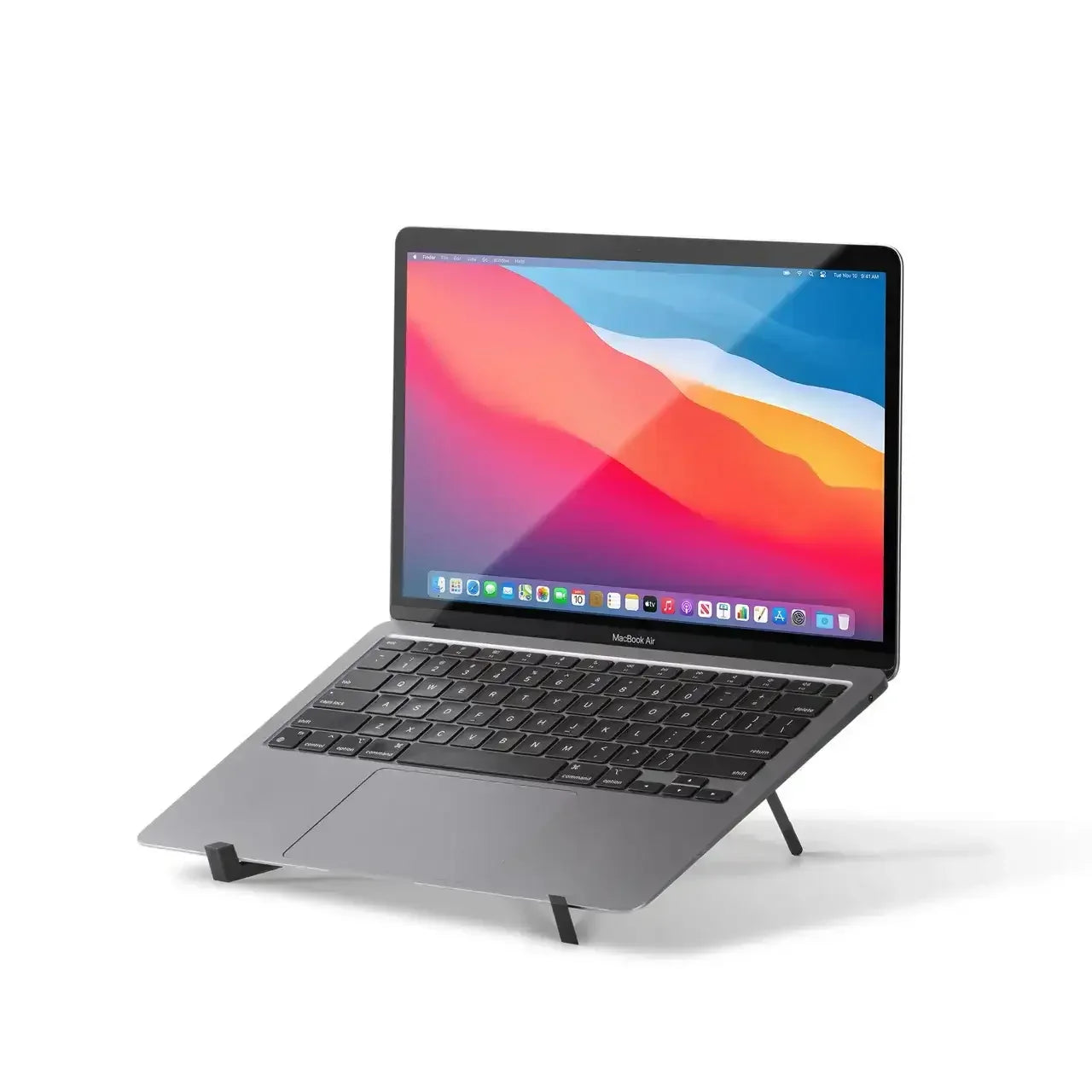 Laptop na aluminiowym stojaku do biurka, ergonomiczne akcesoria home office