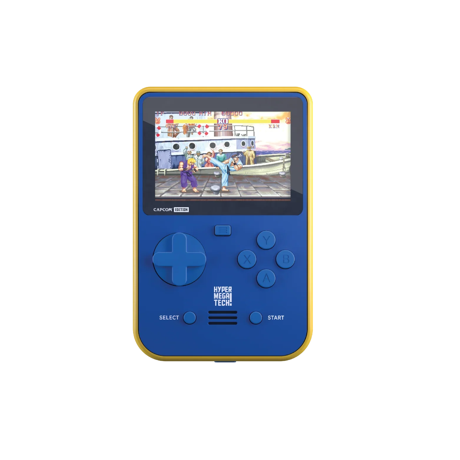 Niebieska konsola掌机 Hyper Mega Tech z grą Capcom Edition, idealna do gier retro w domu