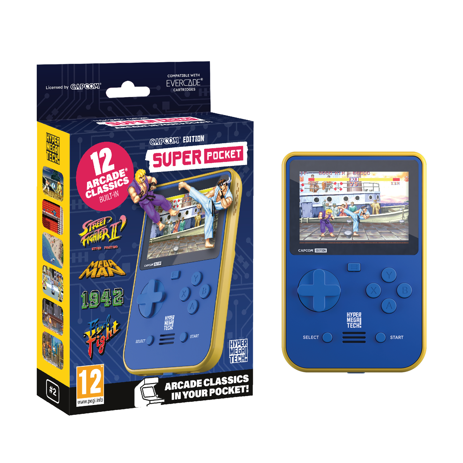 Evercade - Hyper Mega Tech Super Pocket Capcom Edition - Konsola Retro z Zestawem Gier
