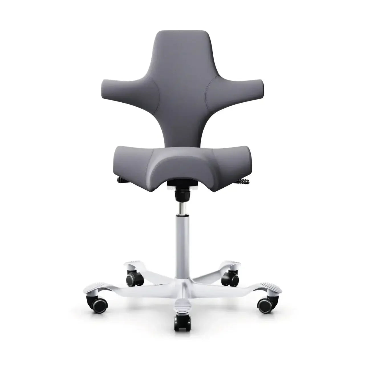 Ergonomiczne krzesło biurowe na kółkach, nowoczesny design, szare siedzisko do home office