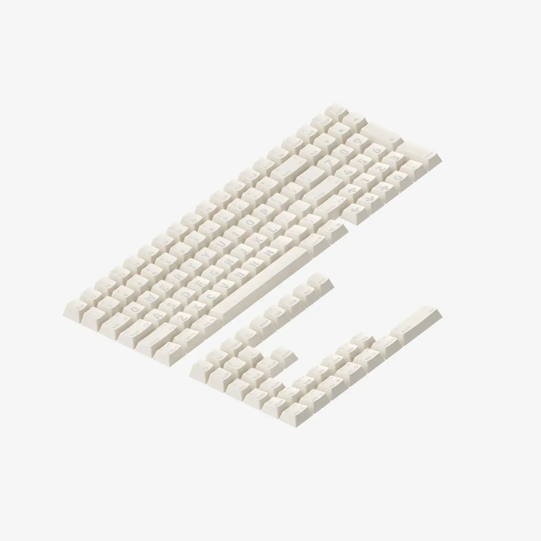 Białe keycapy do klawiatury mechanicznej, zestaw nakładek na klawisze do personalizacji.