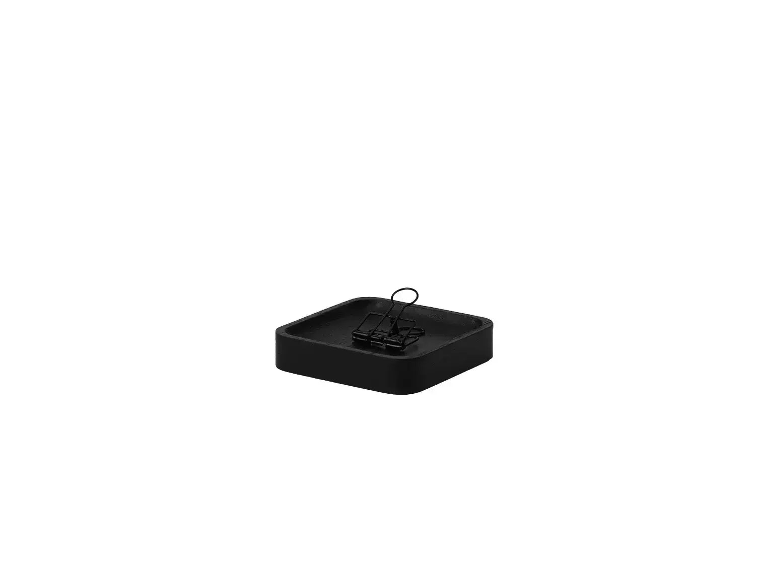 Czarna tacka biurowa z klipsem na dokumenty, minimalistyczny organizer na biurko