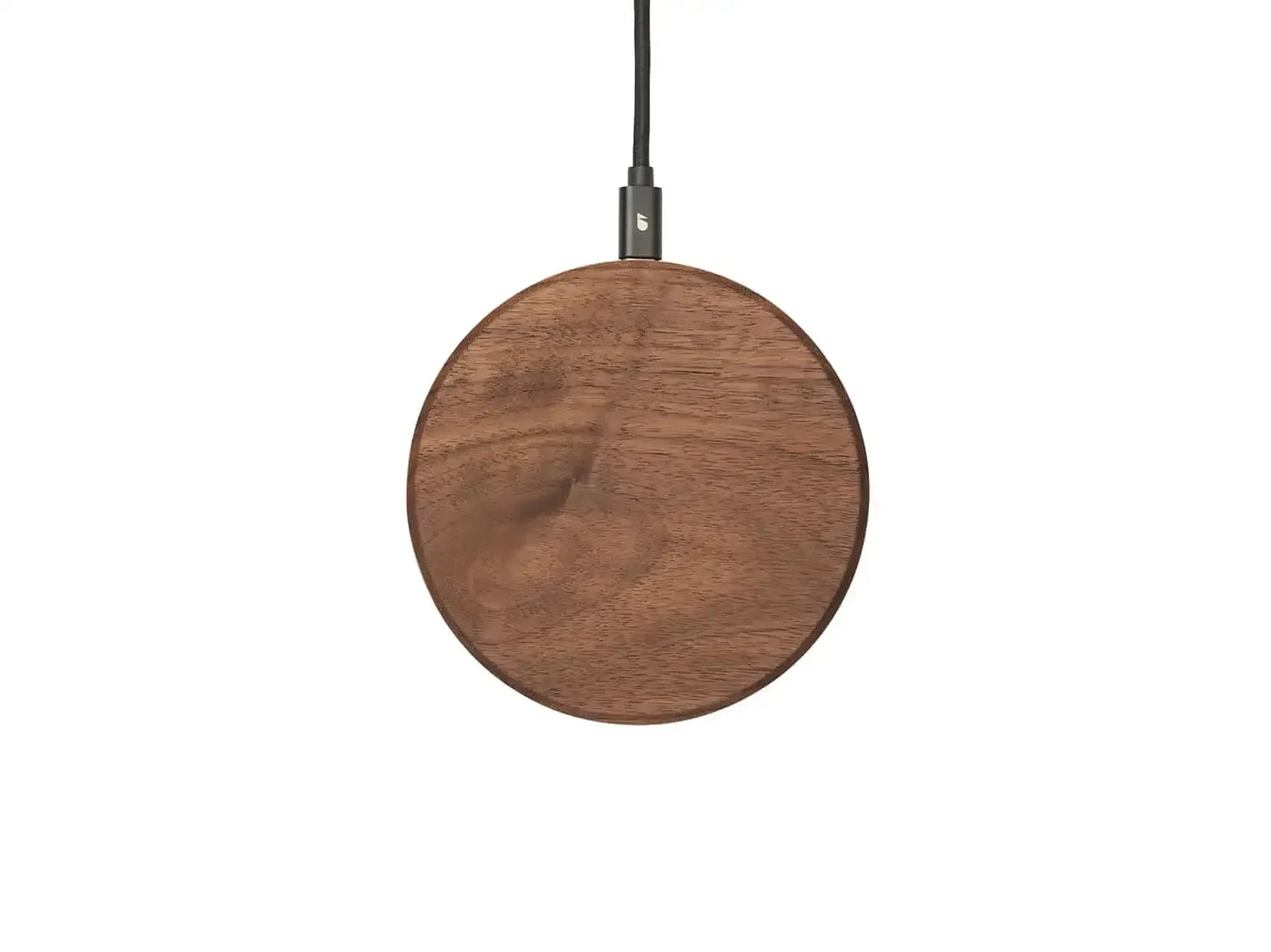 okrągła ładowarka bezprzewodowa z drewna, elegancki dodatek do biura, minimalistyczny design