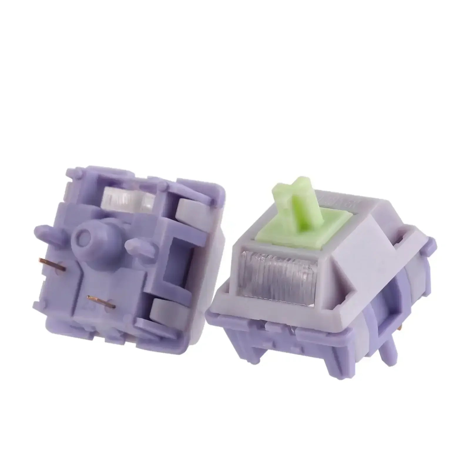 Fioletowe przełączniki mechaniczne do klawiatury, zamknięte obudowy, switch keycap