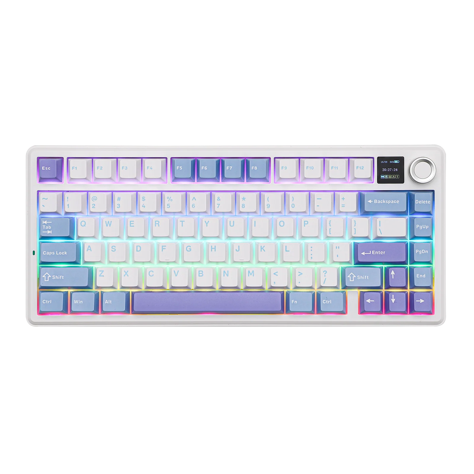 AULA - F75 MAX Mechanical Keyboard with TFT Screen - Klawiatura Mechaniczna - White + Blue