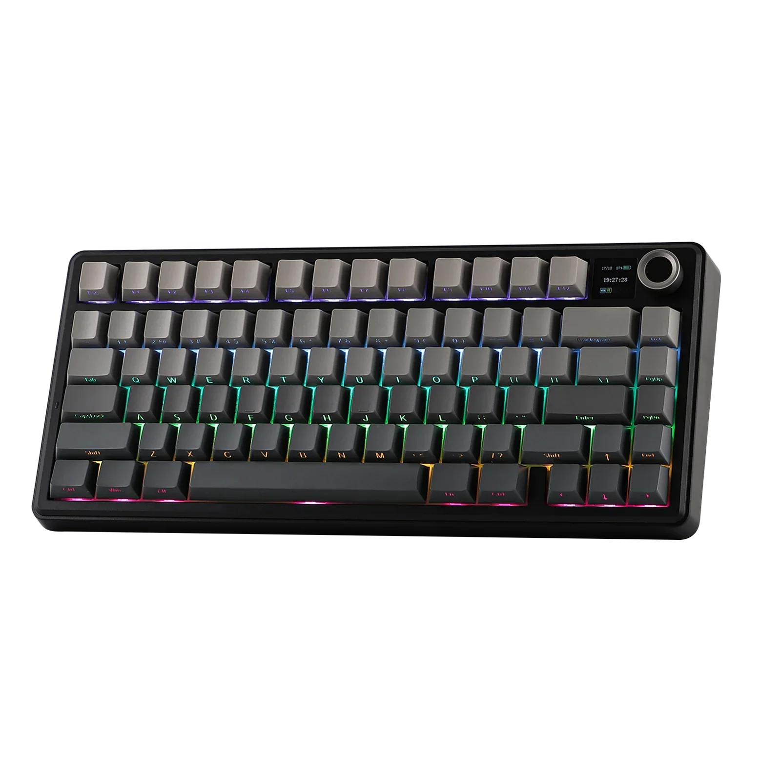 Mechaniczna klawiatura RGB z ekranem i przyciskiem, idealna do home office i personalizacji desk setupu