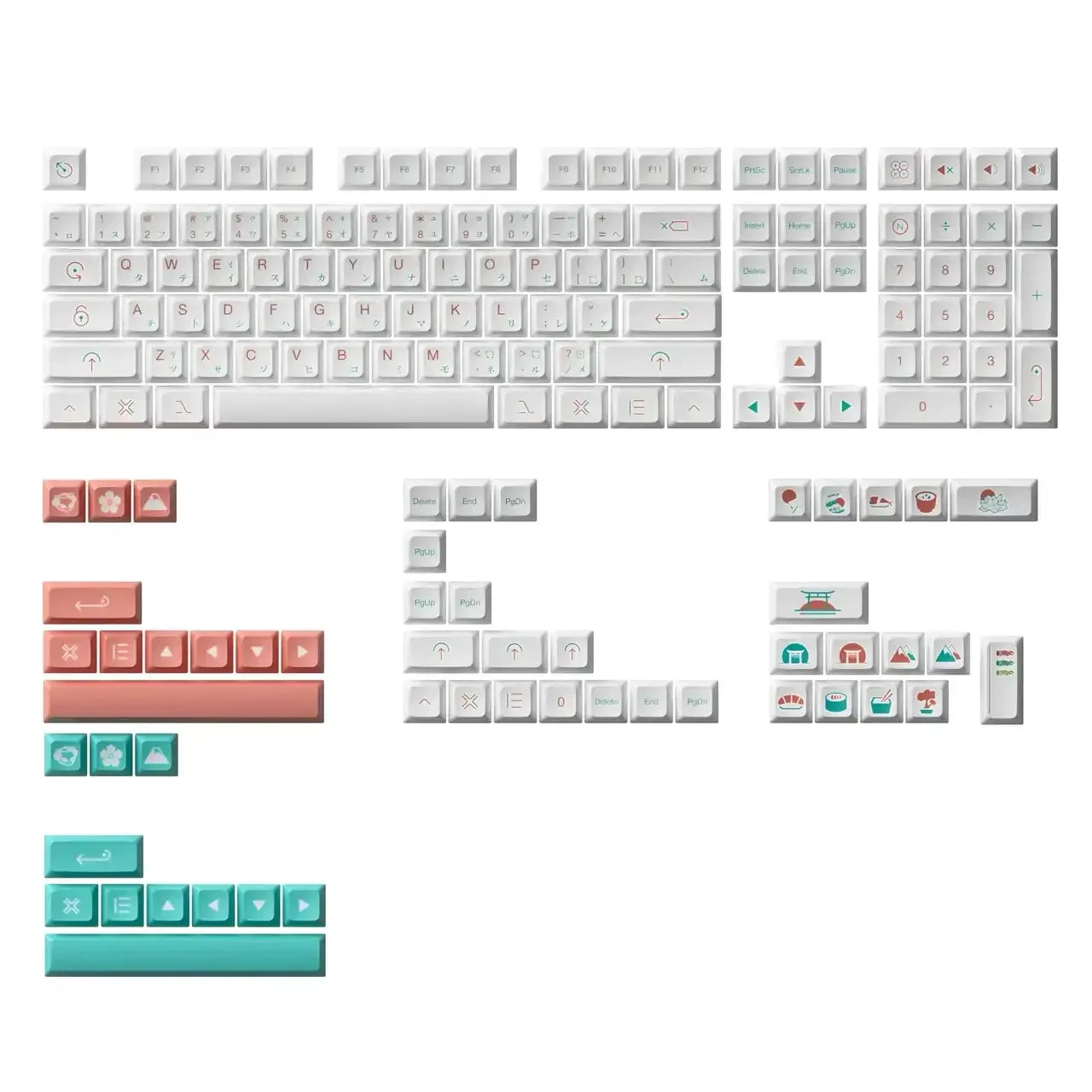 Kolorowe keycapy do klawiatury mechanicznej, zestaw akcesoriów do personalizacji desk setupu.