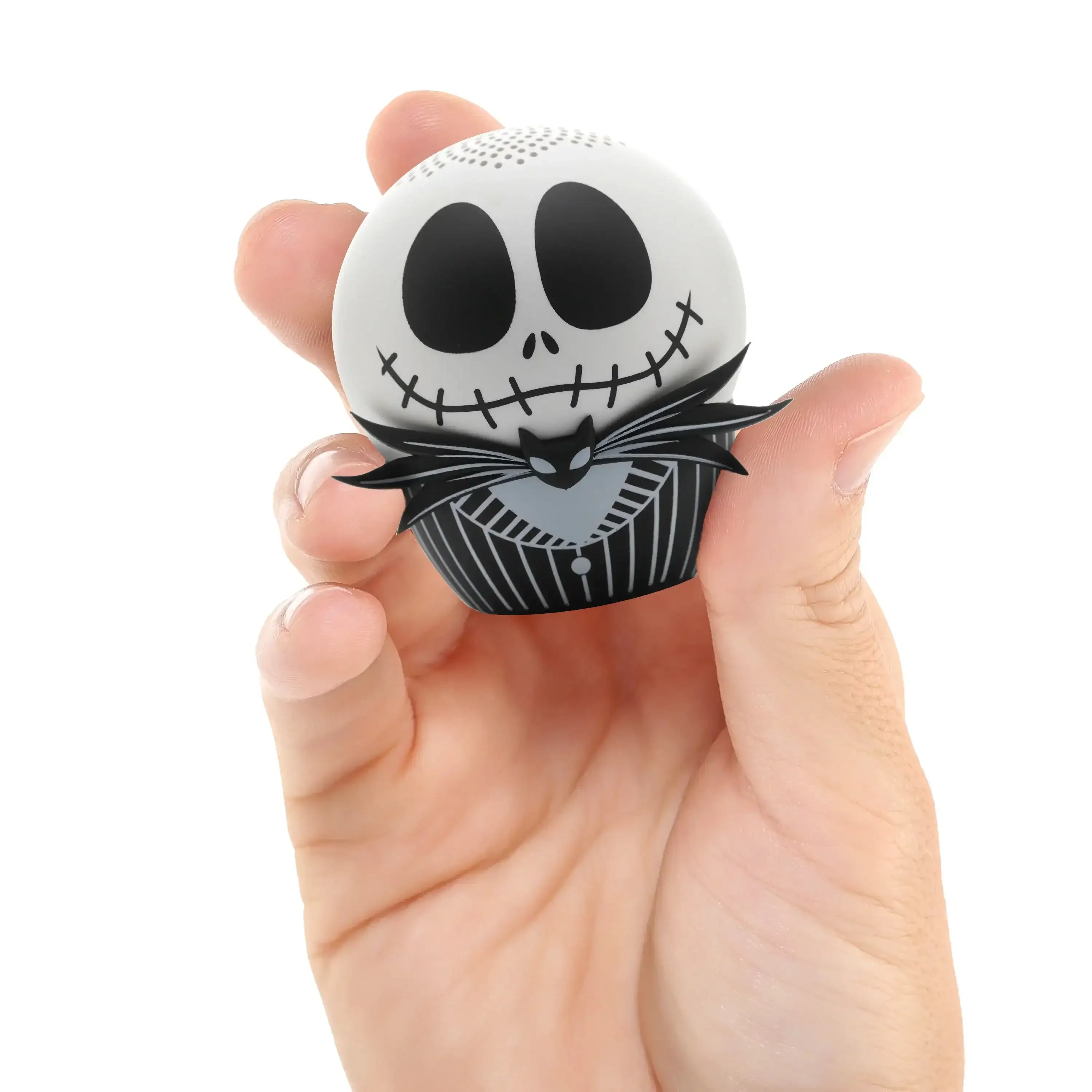 Miniaturowy głośnik Jack Skellington trzymany w dłoni, akcesorium biurowe do home office