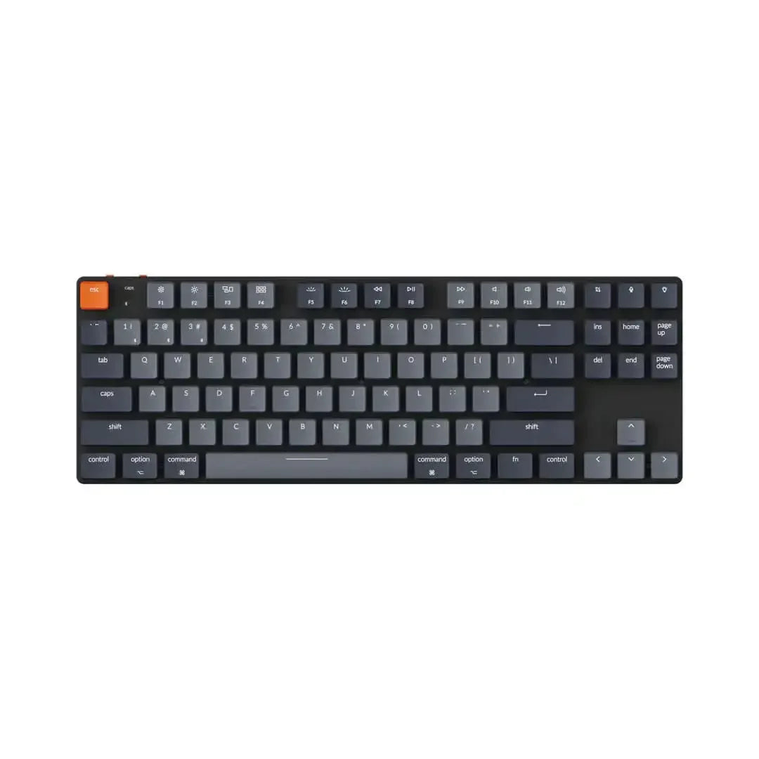 Klawiatura mechaniczna z białym podświetleniem LED, ciemne keycapy, kompaktowy układ