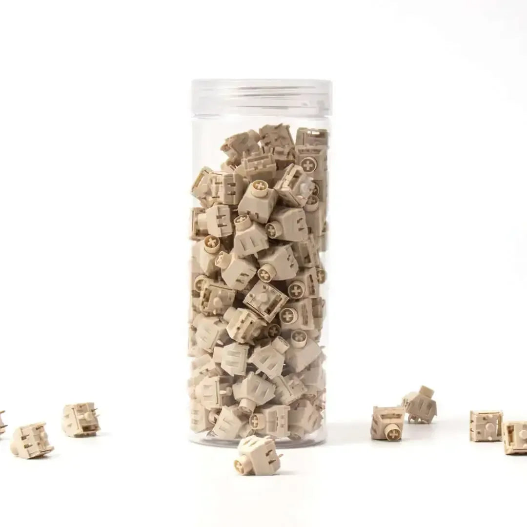 Kremowe switche mechaniczne Kailh Box Cream w pojemniku, akcesoria do klawiatury