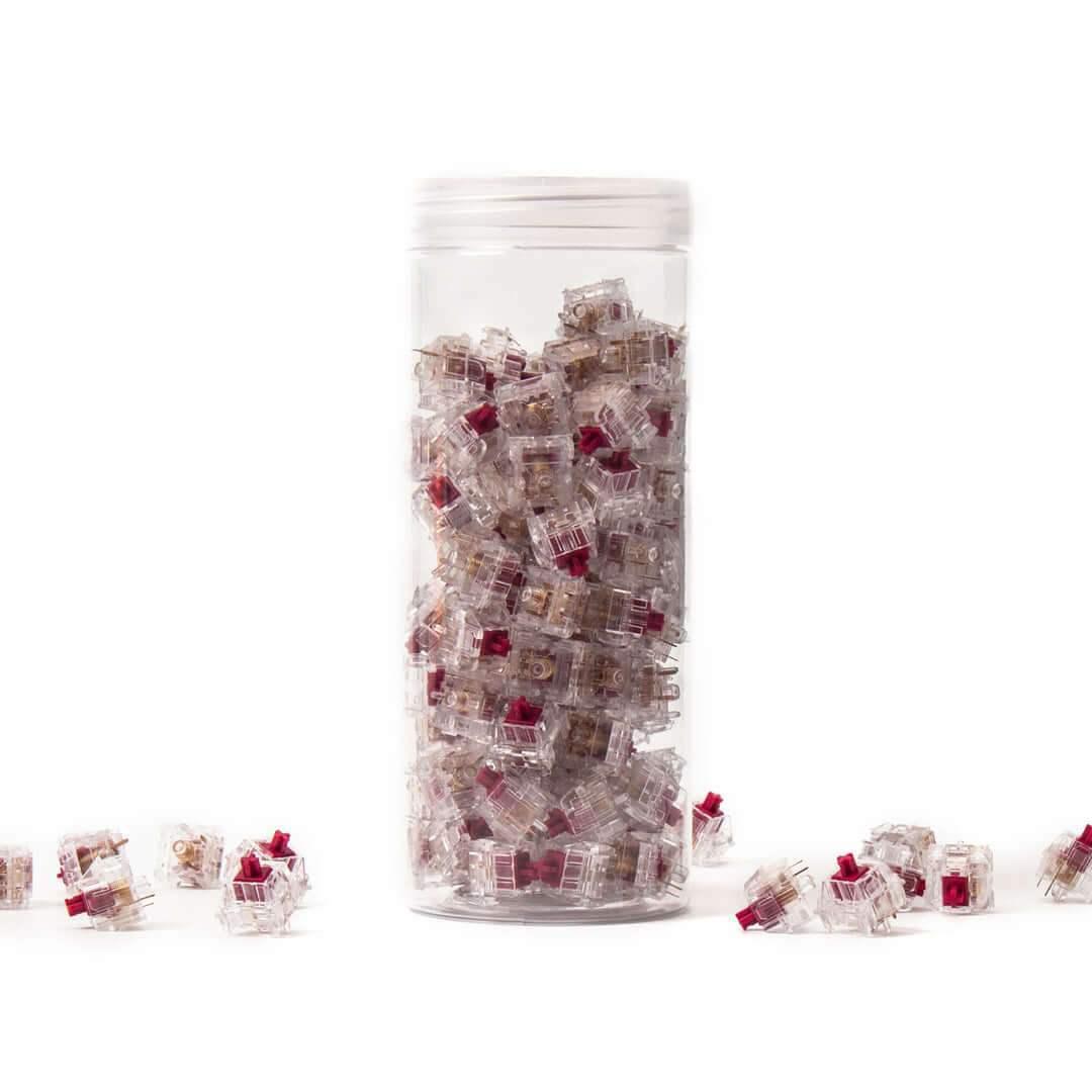 Przełączniki Kailh Crystal Burgundy linear w przezroczystym słoiku, akcesoria do klawiatury mechanicznej