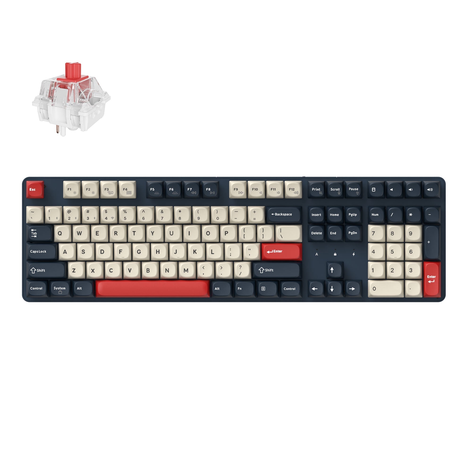 Keychron J5 QMK Wireless Custom Mechanical Keyboard RGB Backlight Dark Blue Keychron Super Red