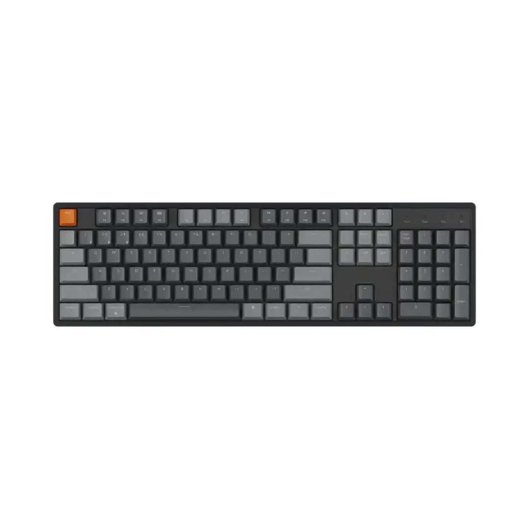 Klawiatura mechaniczna aluminiowa pełnowymiarowa, ciemne keycapy, klawisz ESC pomarańczowy