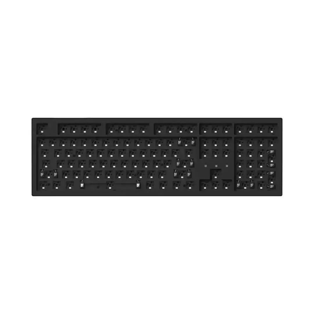 Czarna, pełnowymiarowa klawiatura mechaniczna barebone hot-swap bez klawiszy, RGB