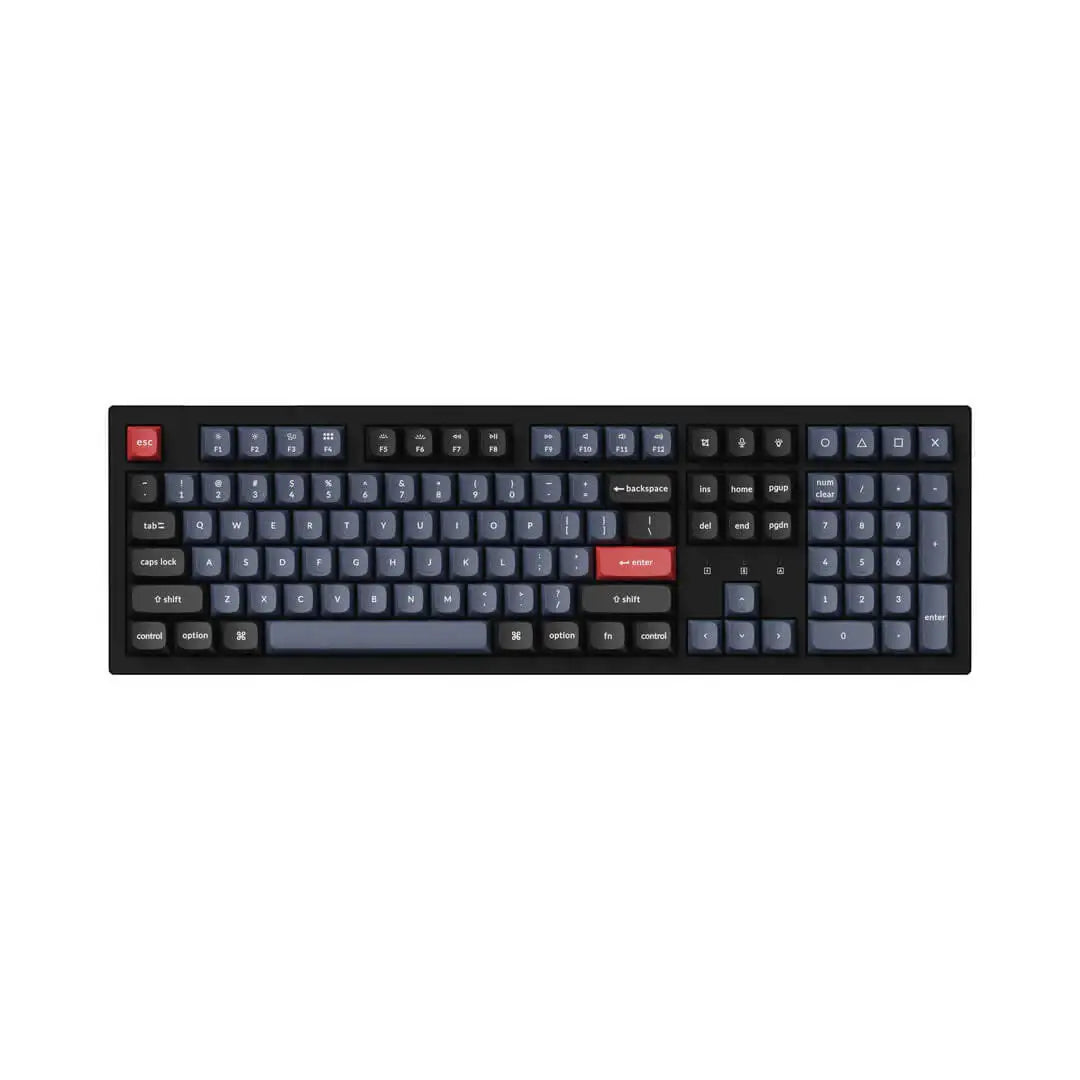 Klawiatura mechaniczna Keychron K10 RGB, czarna, klawisze w odcieniach niebieskiego i czerni z czerwonym Enter i Esc