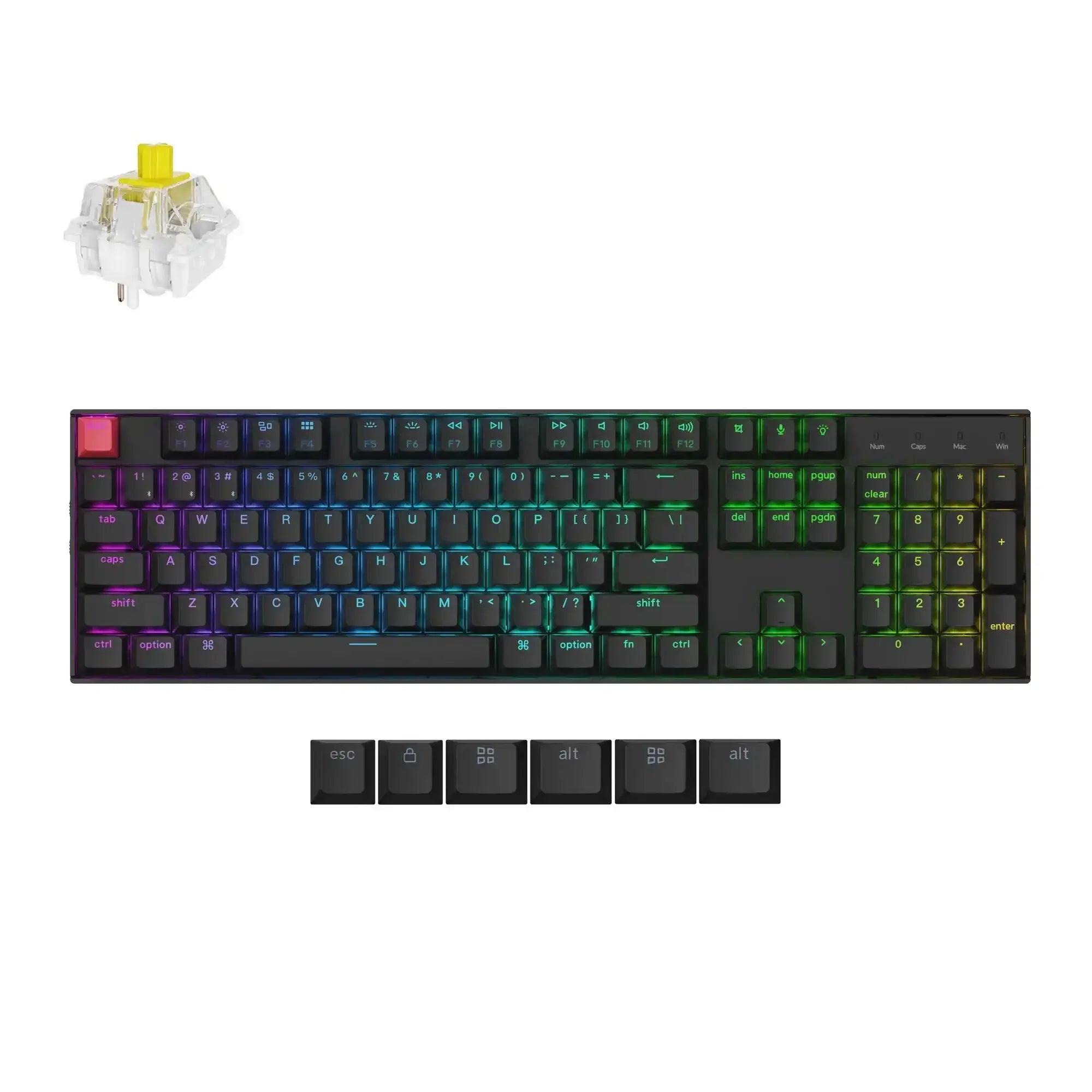 Klawiatura mechaniczna bezprzewodowa z podświetleniem RGB, switch typu banana, keycapy