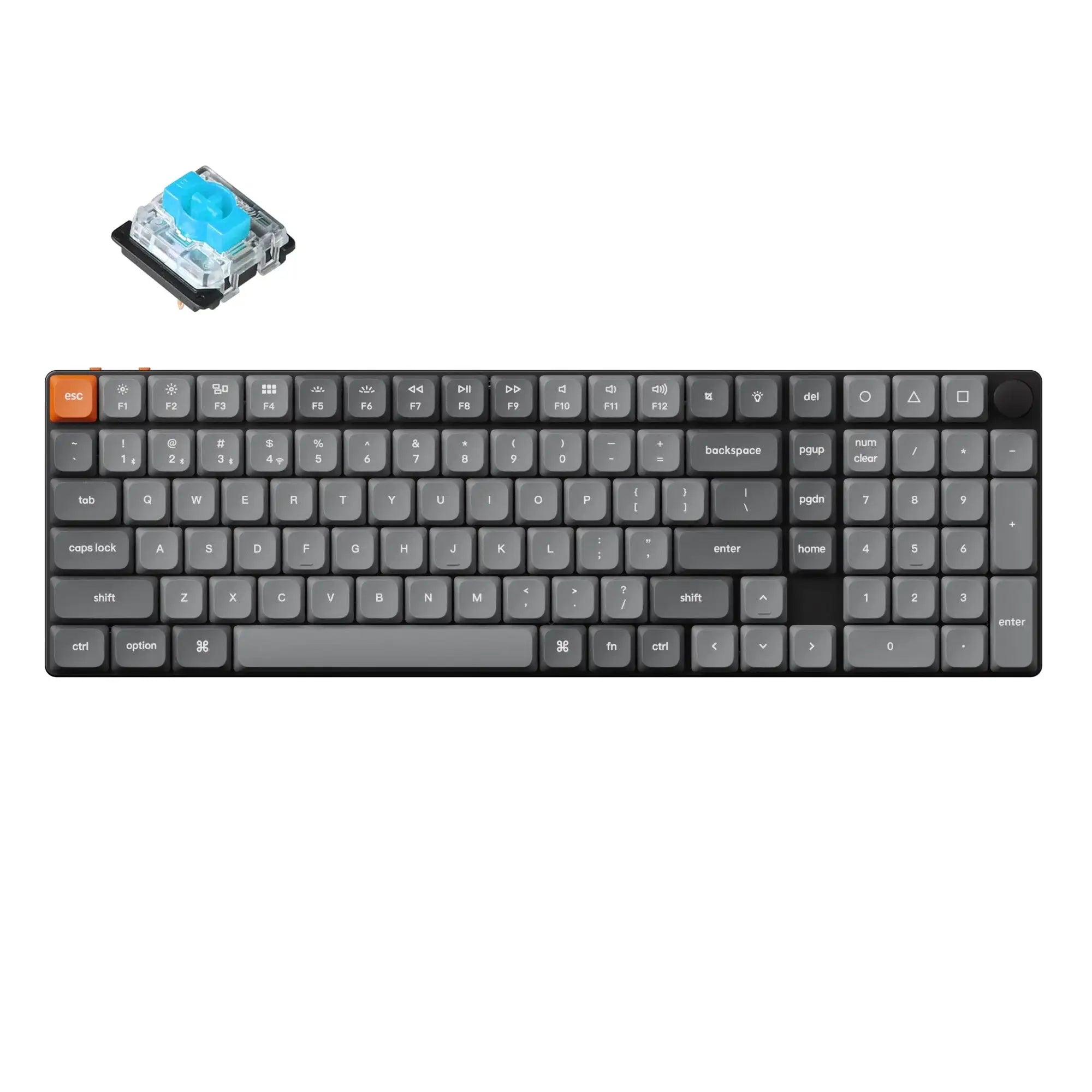Keychron K17 Max QMK Wireless Custom Mechanical Keyboard 96 Percent Layout Fully Assembled for Mac Windows Linux Gateron Low Profile Blue