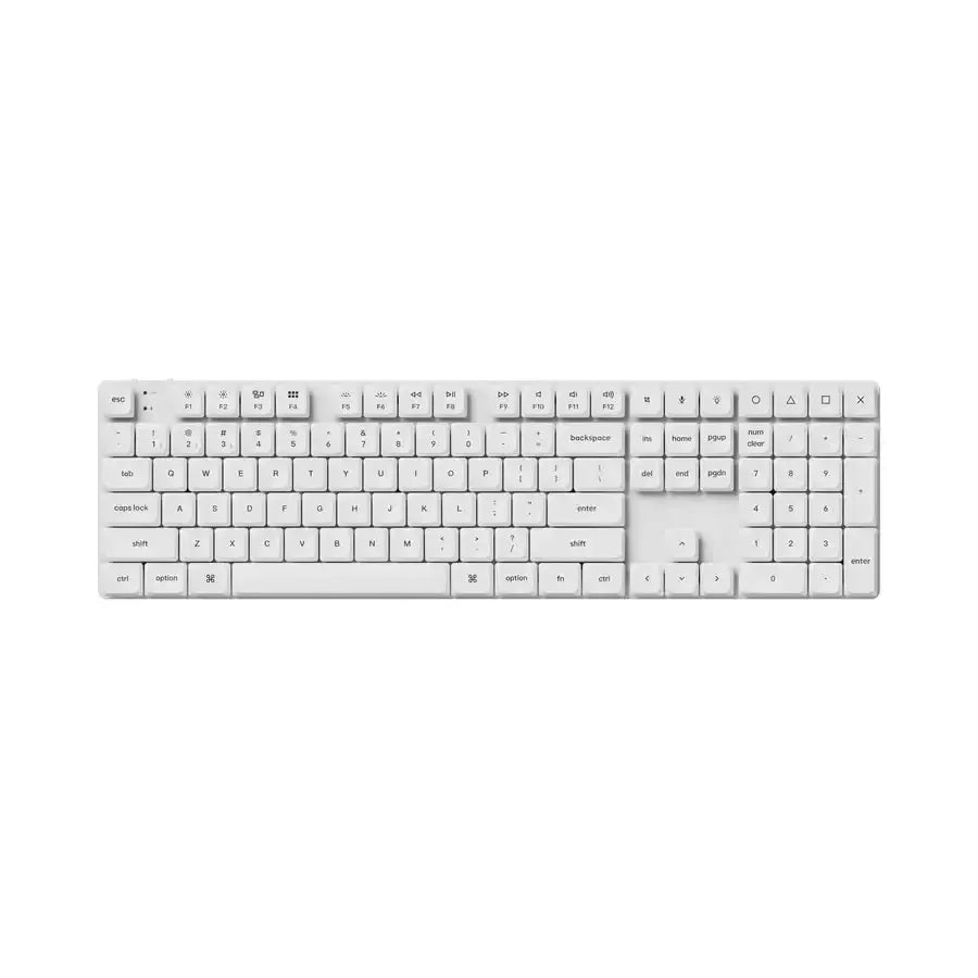 Biała klawiatura mechaniczna pełnowymiarowa do biura i home office, numpad, niskoprofilowa