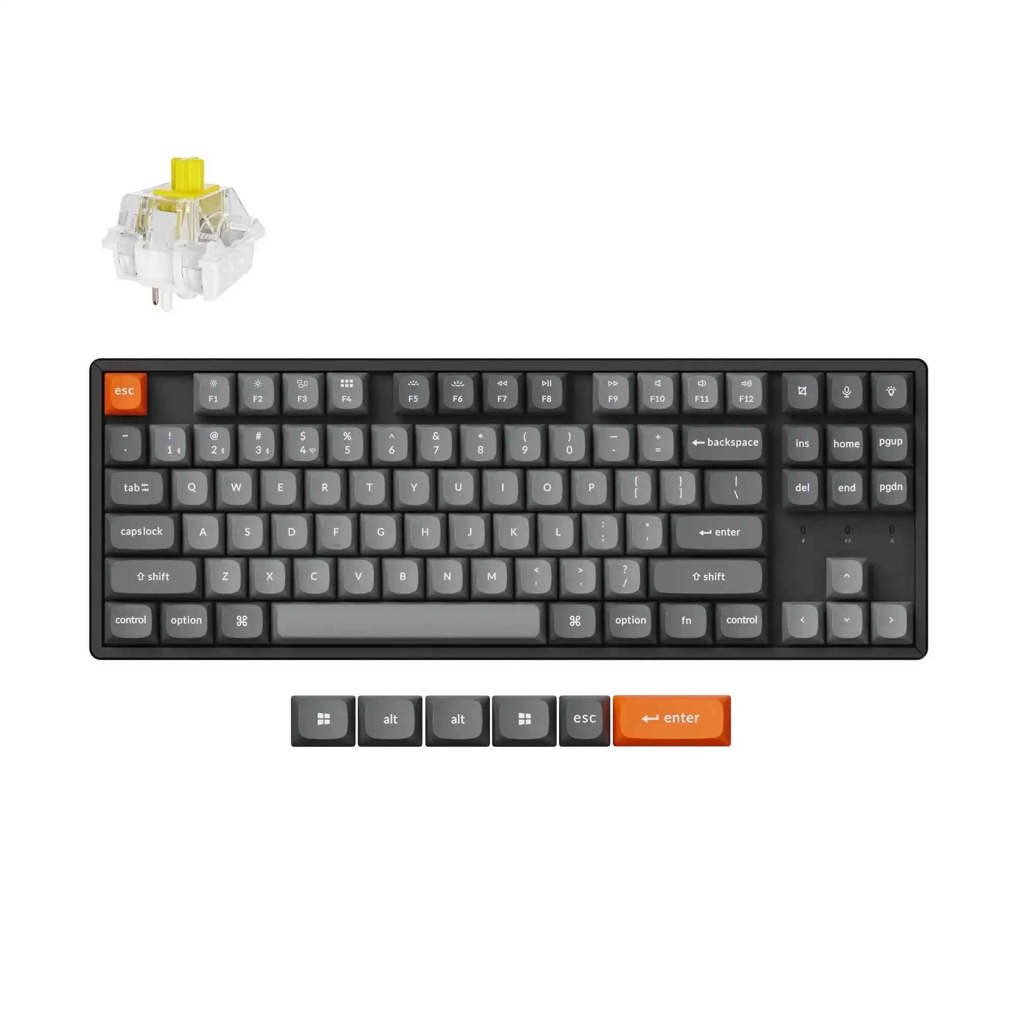 Klawiatura mechaniczna TKL z aluminiową ramą, podświetleniem RGB i wymiennymi keycapami.