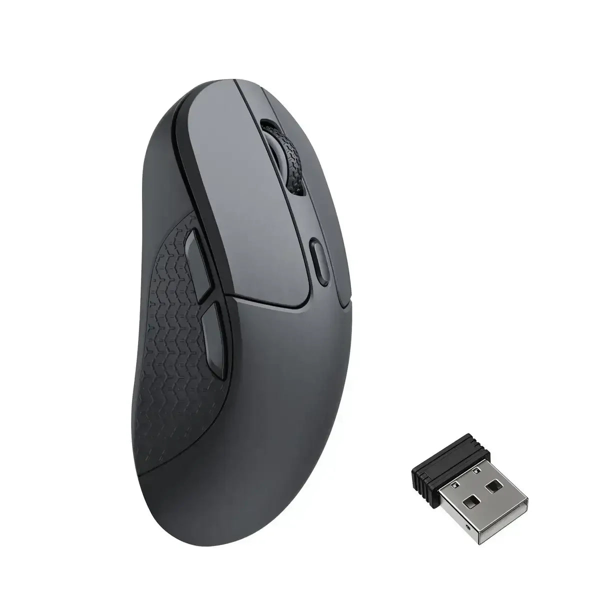 Czarna mysz bezprzewodowa do komputera z nadajnikiem USB, ergonomiczny design
