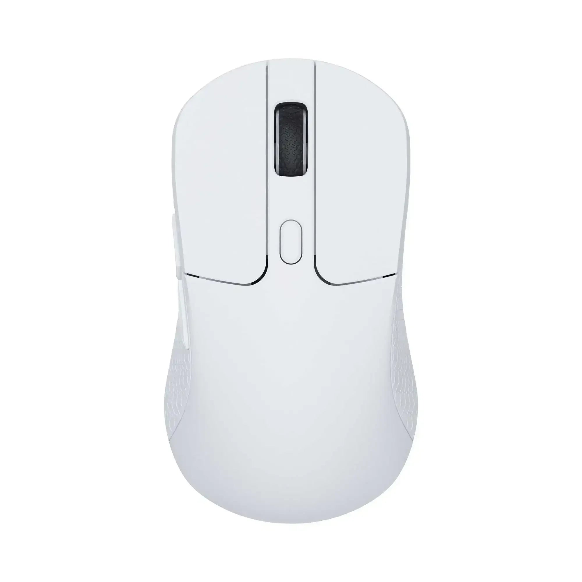 Biała mysz bezprzewodowa do biura, ergonomiczny design, widok z góry