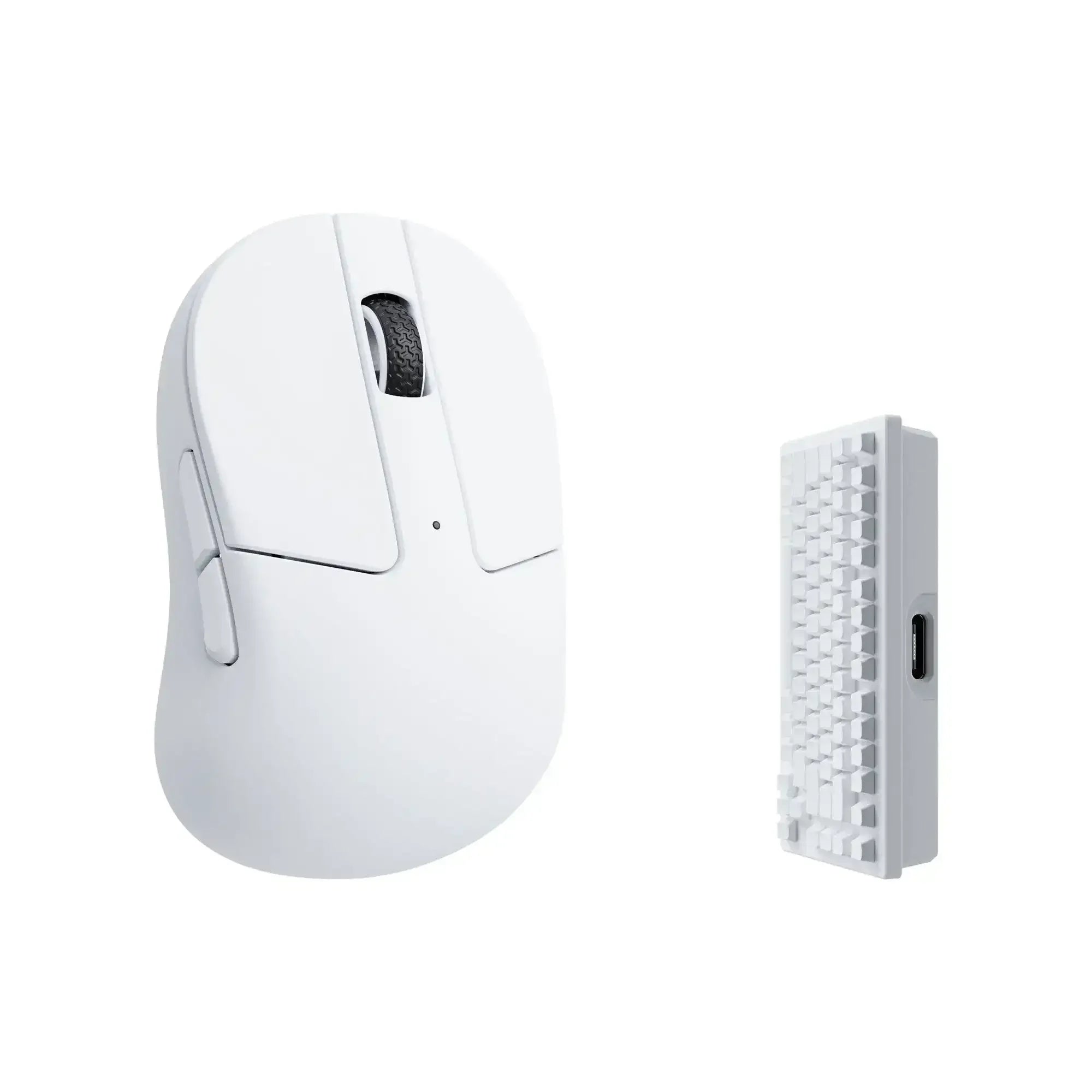 Biały bezprzewodowy mouse komputerowy i klawiatura do biura, nowoczesny design