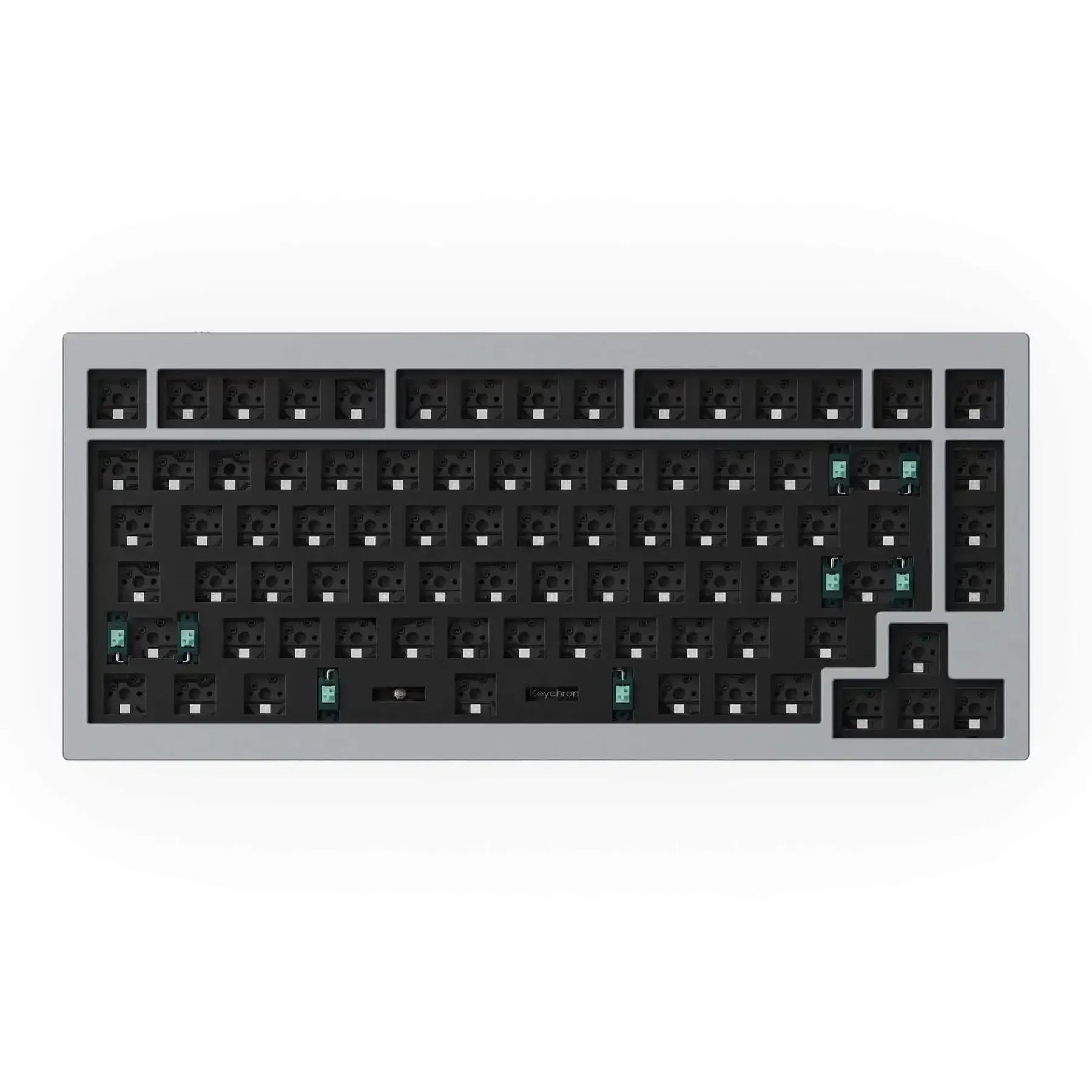 Szara klawiatura mechaniczna barebone 75%, bez klawiszy, do personalizacji switchy.