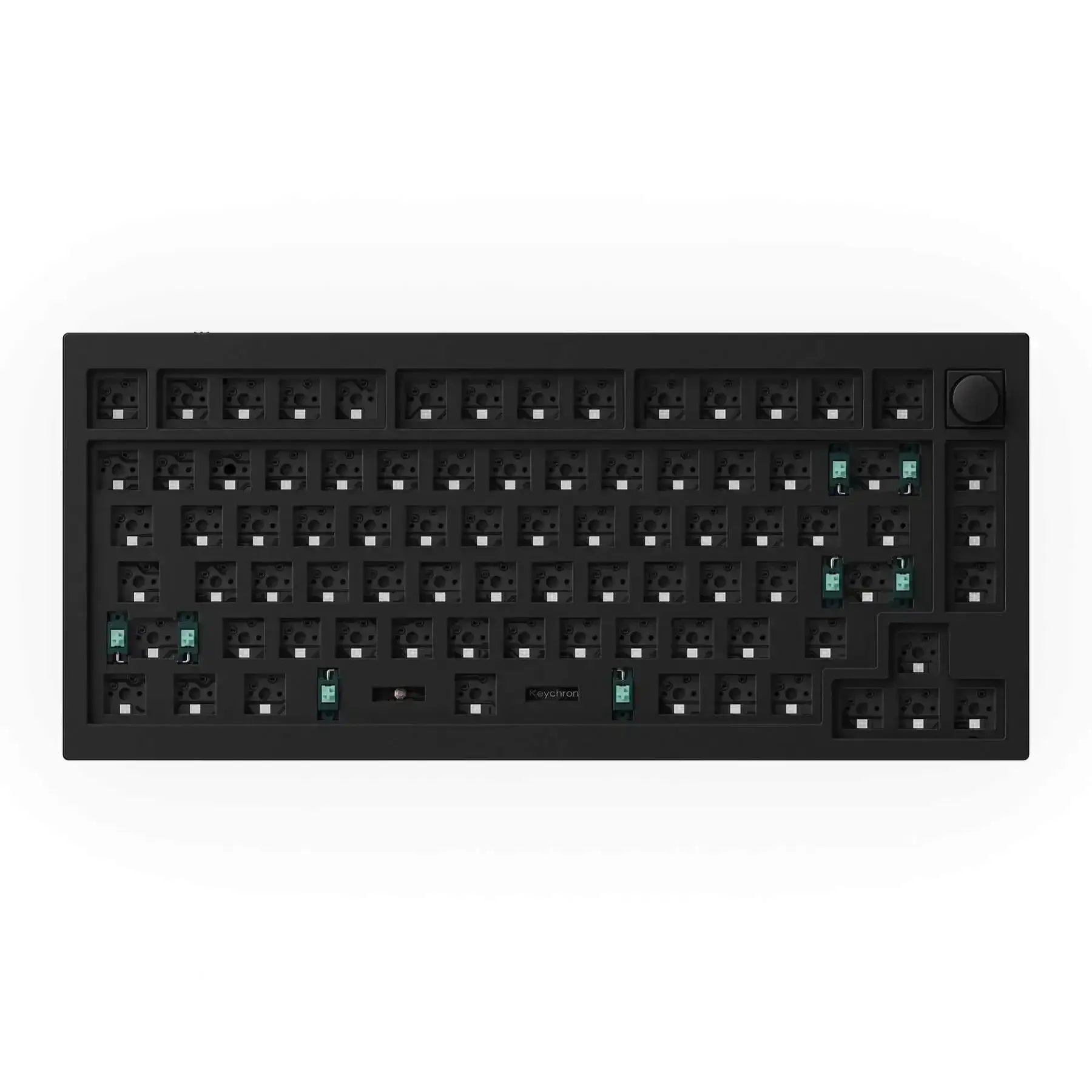 Czarna, mechaniczna klawiatura barebone 75% z pokrętłem, bez keycapów i switchy