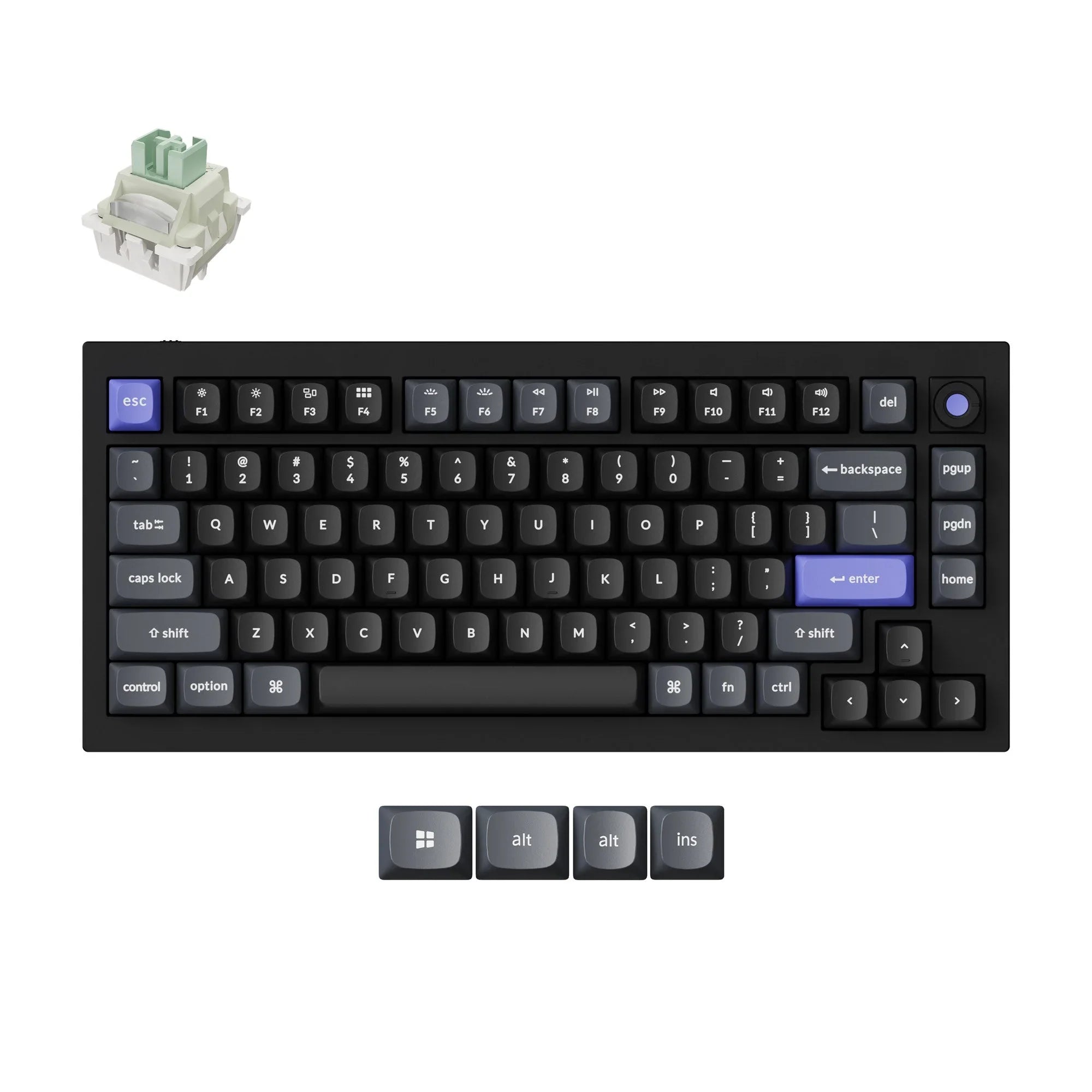 Keychron Q1 HE 8K Swappable RGB Backlight Magnetic Switch Keyboard Knob Version - Black