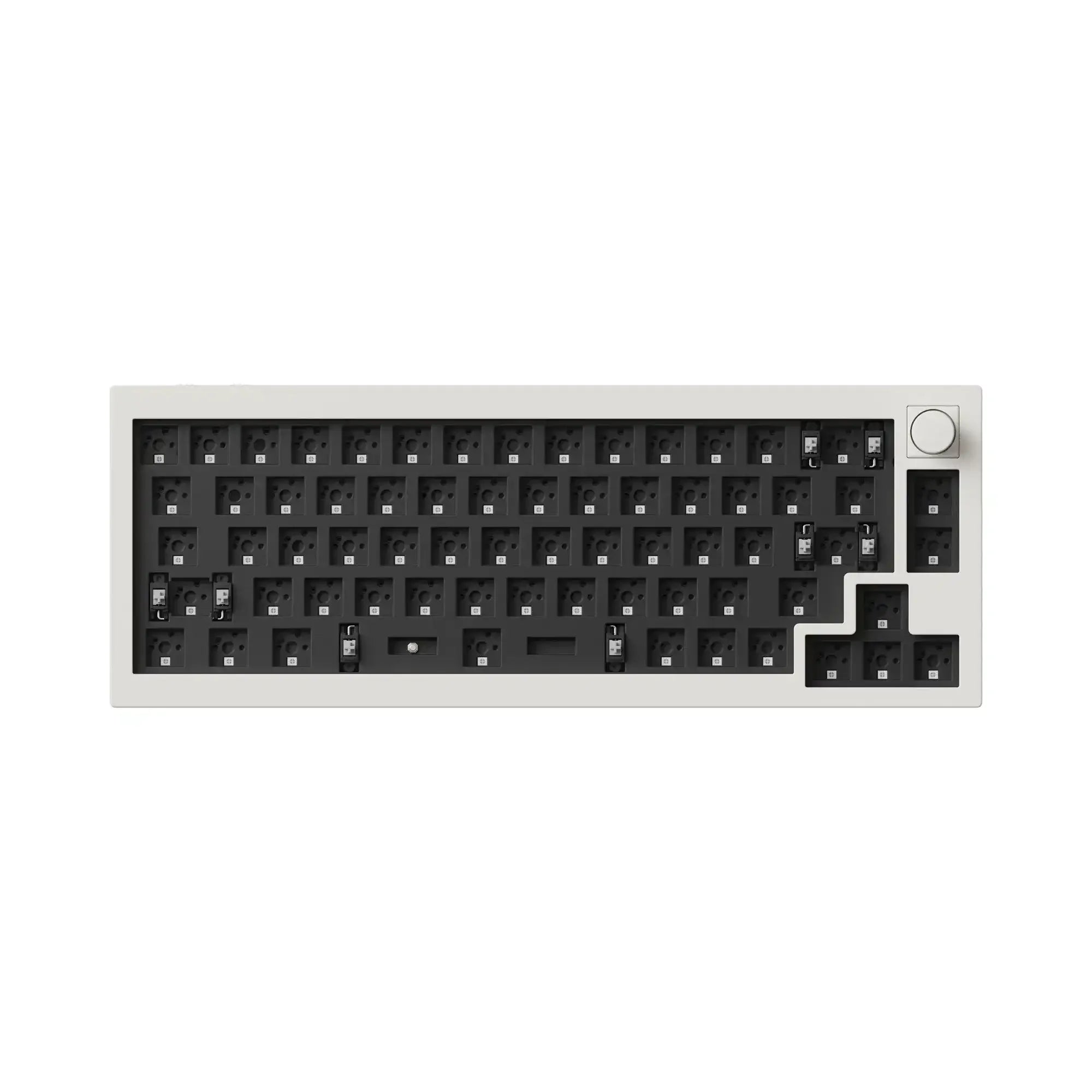 Barebone klawiatura mechaniczna 65% aluminiowa, widoczne gniazda switchy, pokrętło