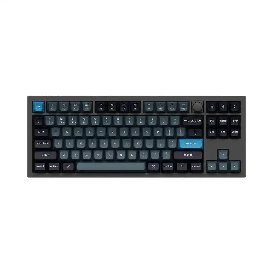 Czarna klawiatura mechaniczna TKL aluminiowa z podświetleniem RGB i niebieskimi klawiszami