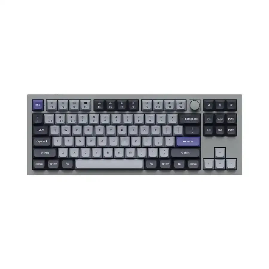 Klawiatura mechaniczna bezprzewodowa TKL, aluminiowa obudowa, szare klawisze RGB