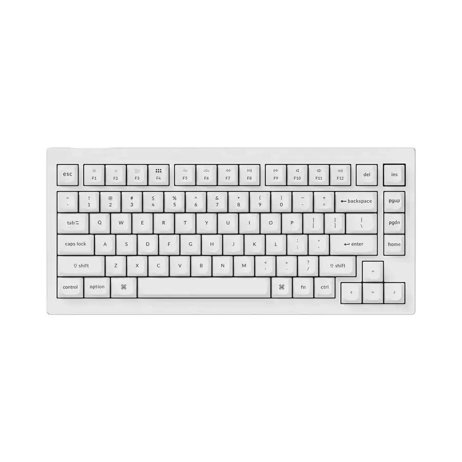 Biała klawiatura mechaniczna Keychron V1, kompaktowy układ, klawisze niskoprofilowe