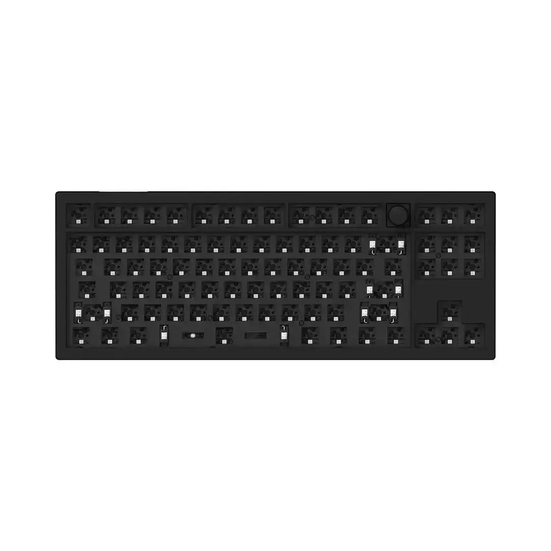 Czarna klawiatura mechaniczna barebone TKL z pokrętłem, hot-swappable, bez keycapów i switchy