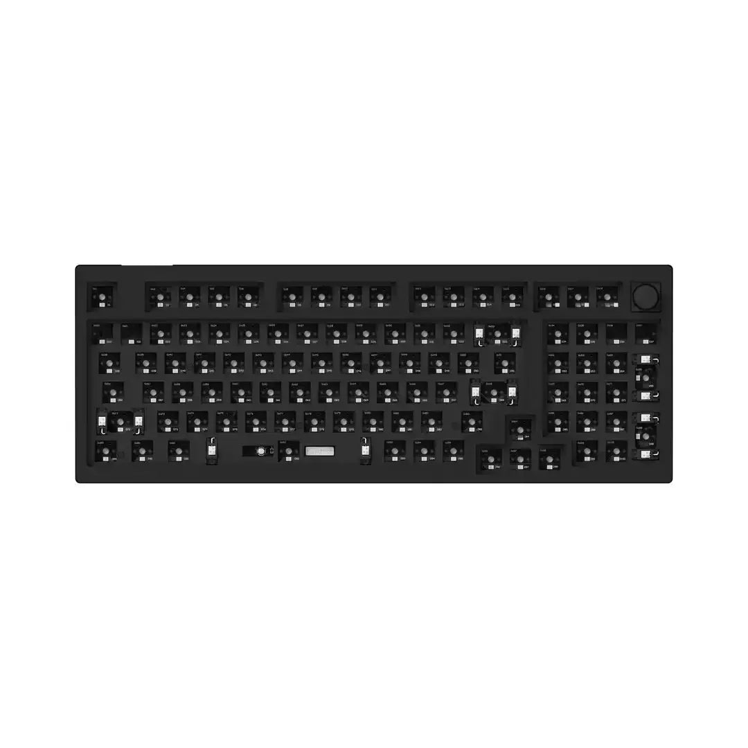 Czarna klawiatura mechaniczna barebone z pokrętłem, hot-swappable, 96% układ bez keycapów