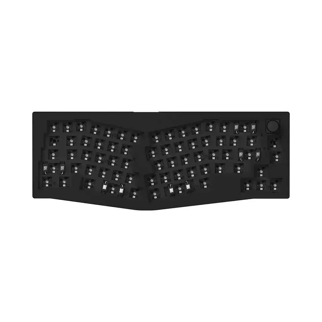Czarna obudowa klawiatury mechanicznej barebone, układ Alice, 65%, pokrętło, hot-swappable