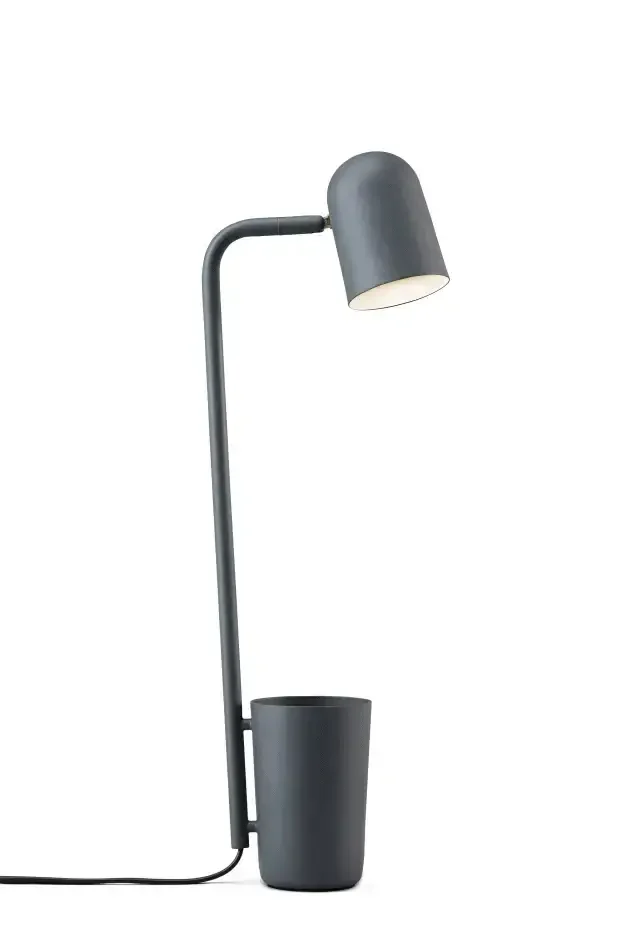 Nowoczesna lampa biurkowa LED w kolorze czarnym z pojemnikiem na akcesoria, idealna do home office.
