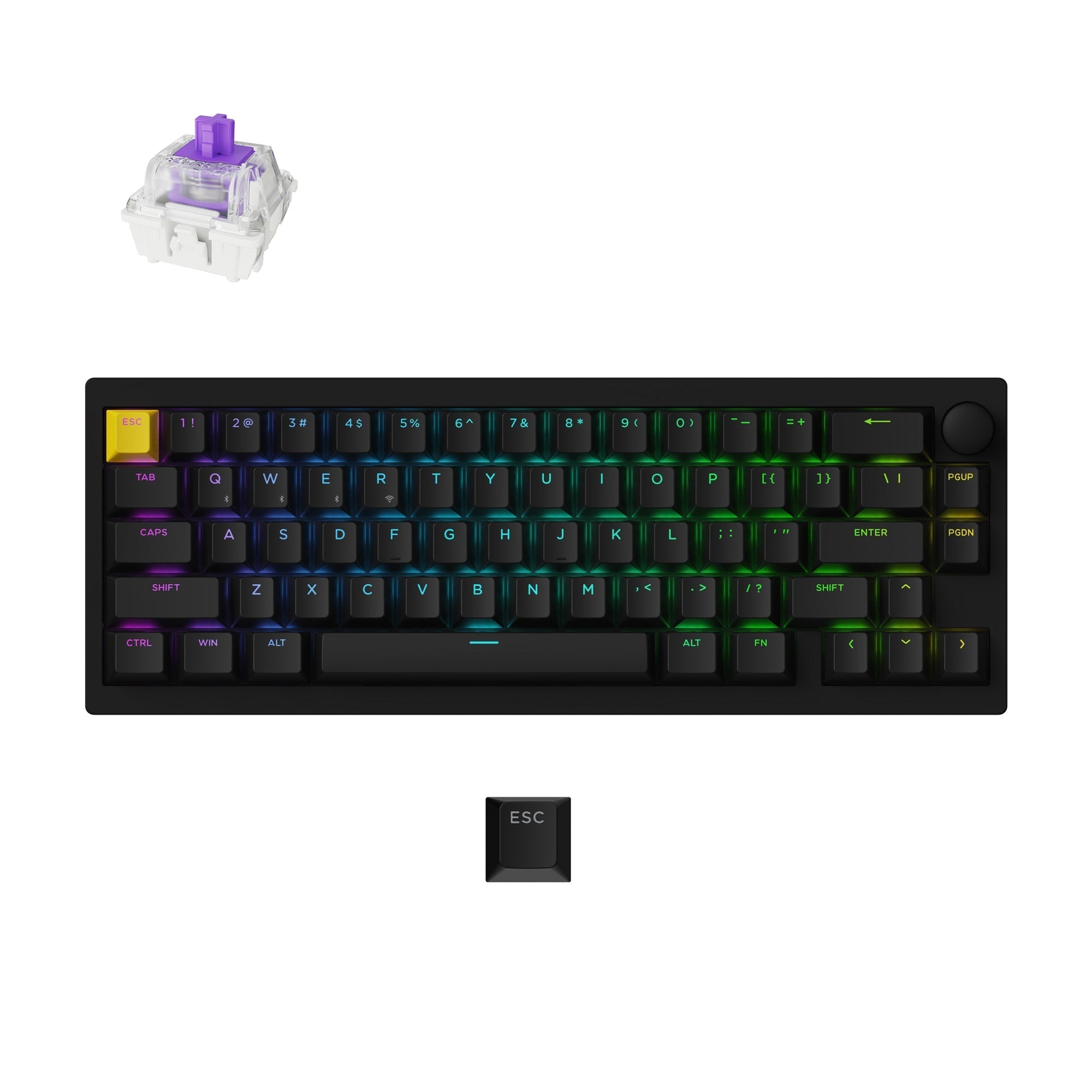 Lemokey P2 HE Wireless Custom Gaming Keyboard Black Aluminum Frame Gateron Double-Rail Magnetic Nebula Switch Shine-Through Double-Shot PBT Keycaps Version
