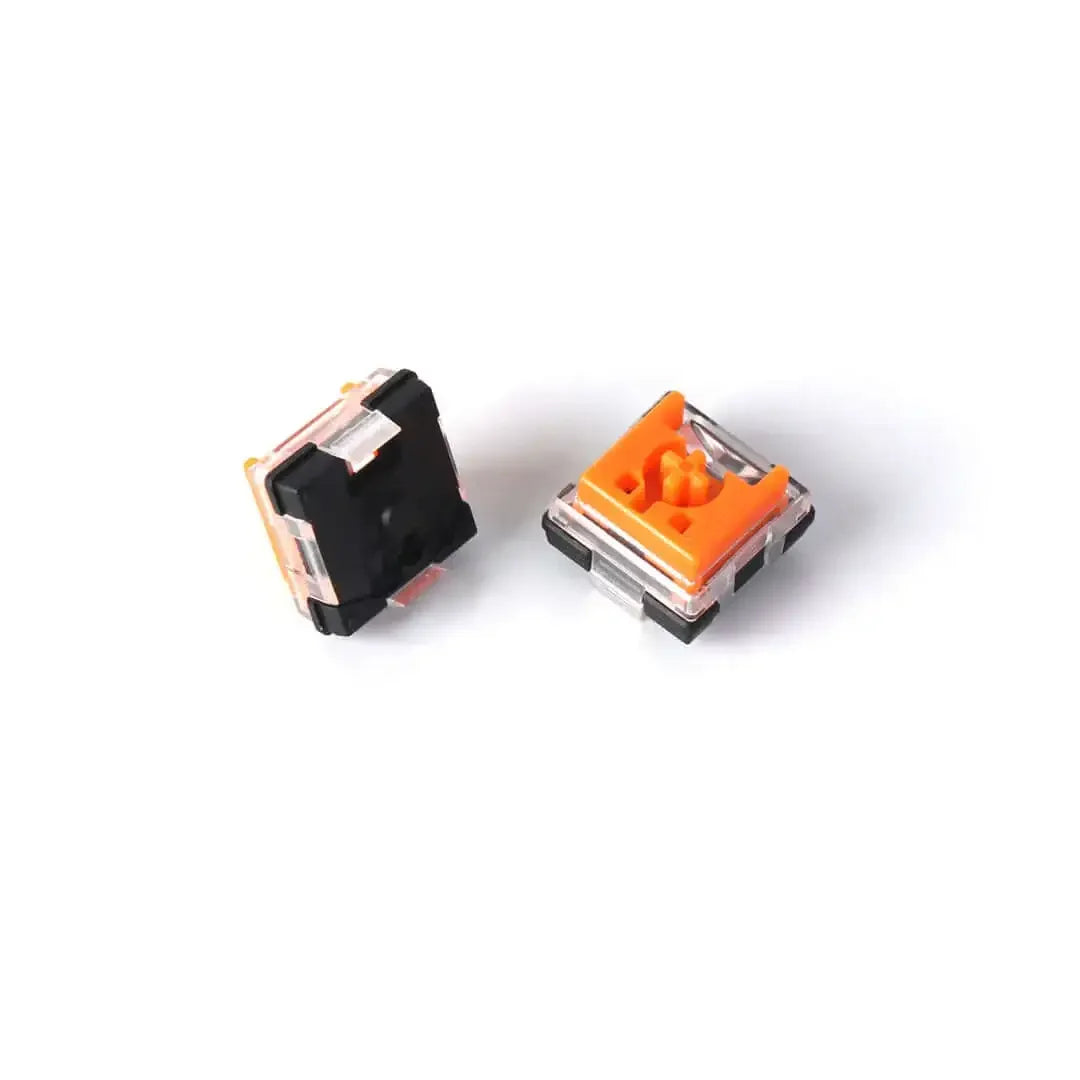 Niski switch mechaniczny Keychron Optical orange do klawiatury, widok z bliska