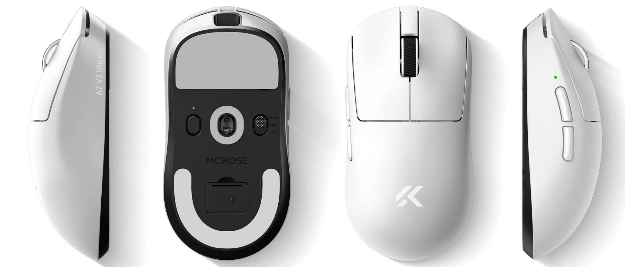 MCHOSE - A7 V2 Pro Lightweight All-round Wireless Gaming Mouse White - Myszka Bezprzewodowa