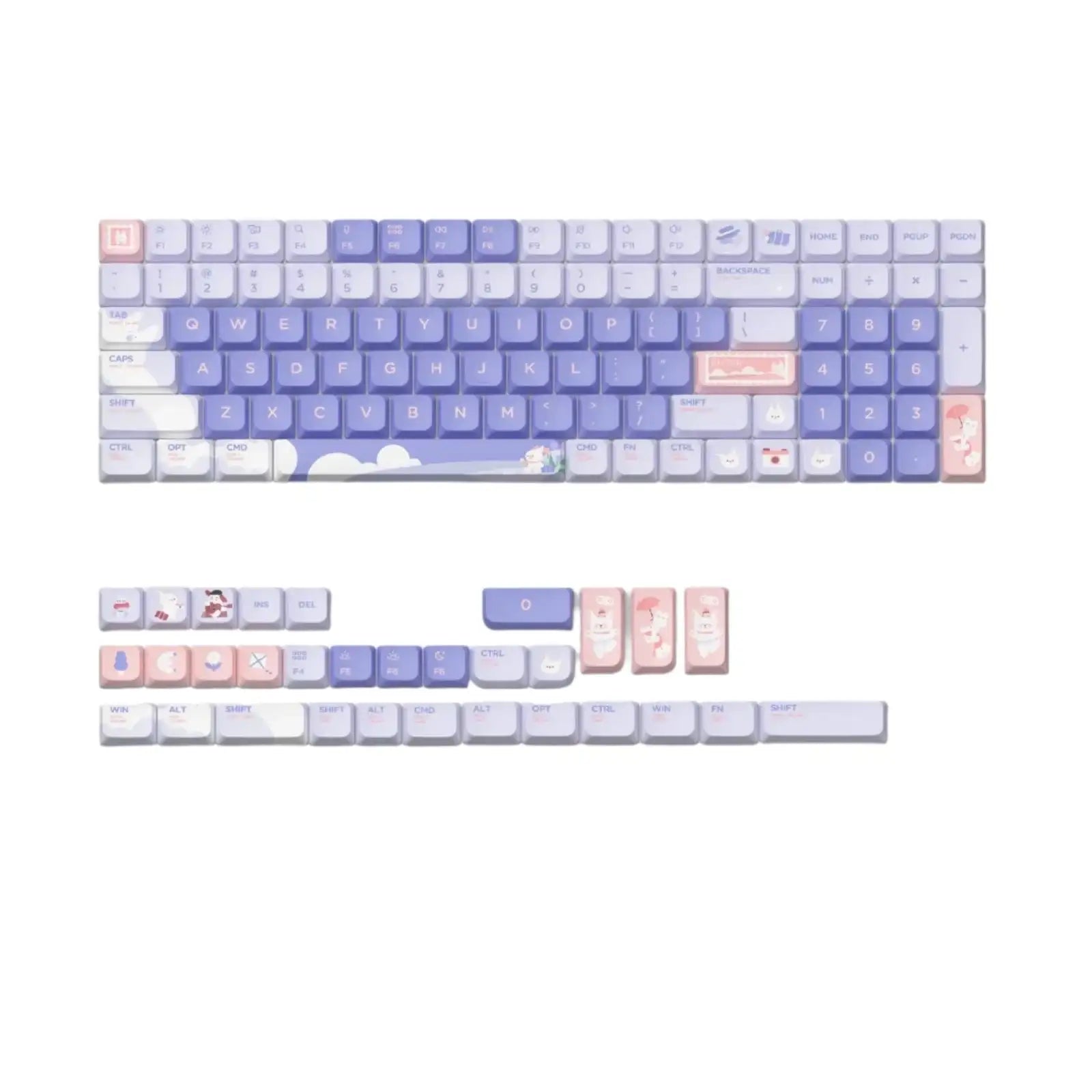 NuPhy - Travel Bunny nSA Profile Dye-sub PBT Keycaps - Niskoprofilowe Nasadki do Klawiatury