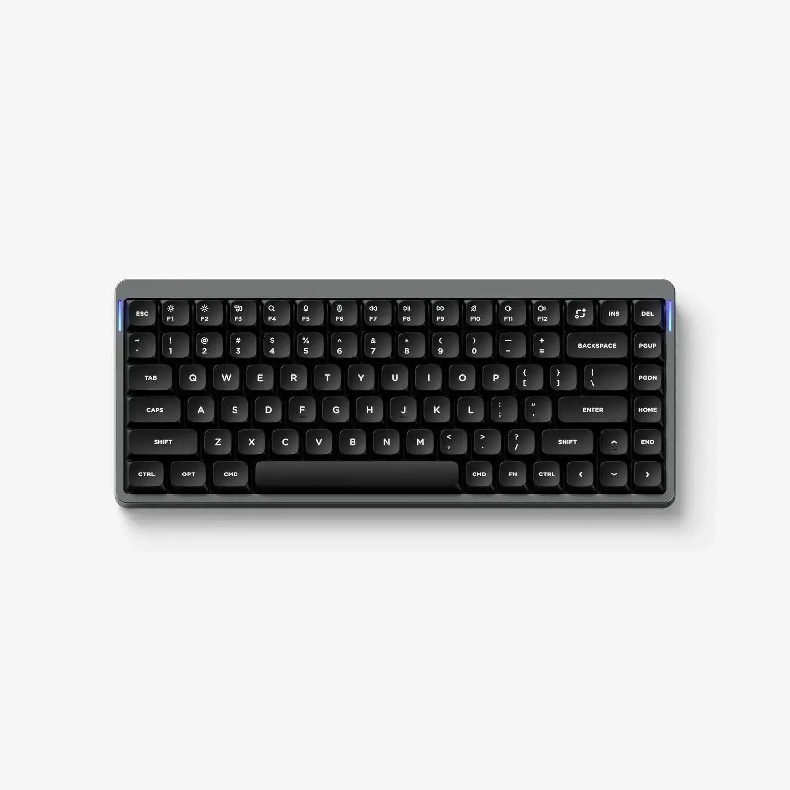 Czarna klawiatura mechaniczna kompaktowa, nowoczesny design, idealna do home office.