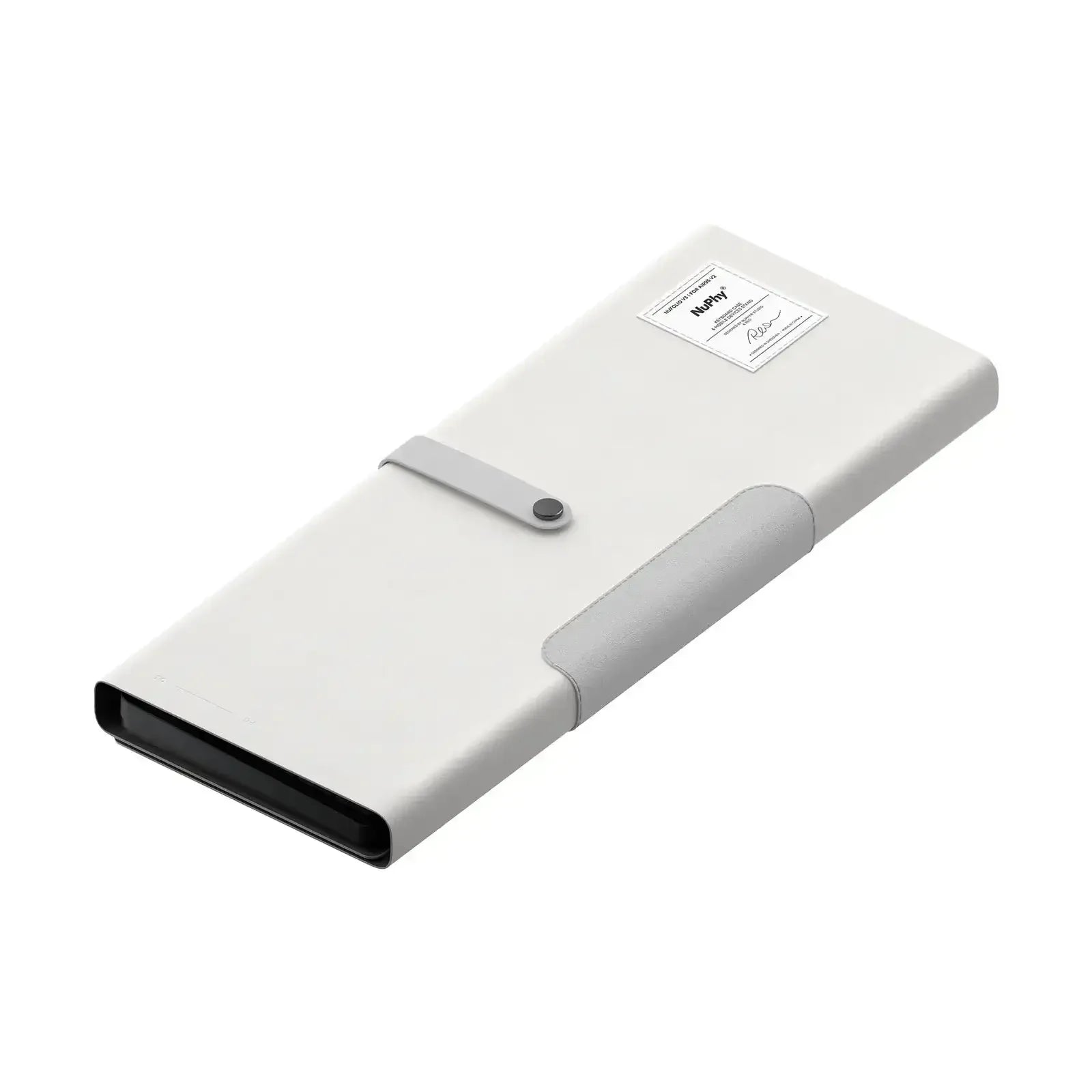 Białe etui na klawiaturę mechaniczną, minimalistyczny design, akcesoria biurowe
