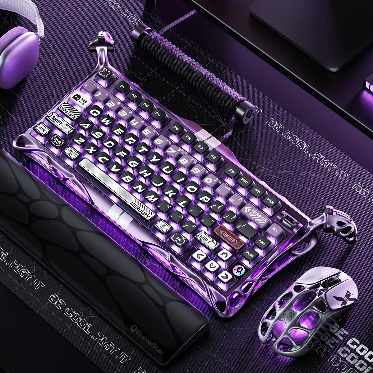 GravaStar - Mercury V75 Pro Iron Purple Wired Magnetic Keyboard - Przewodowa Klawiatura Magnetyczna