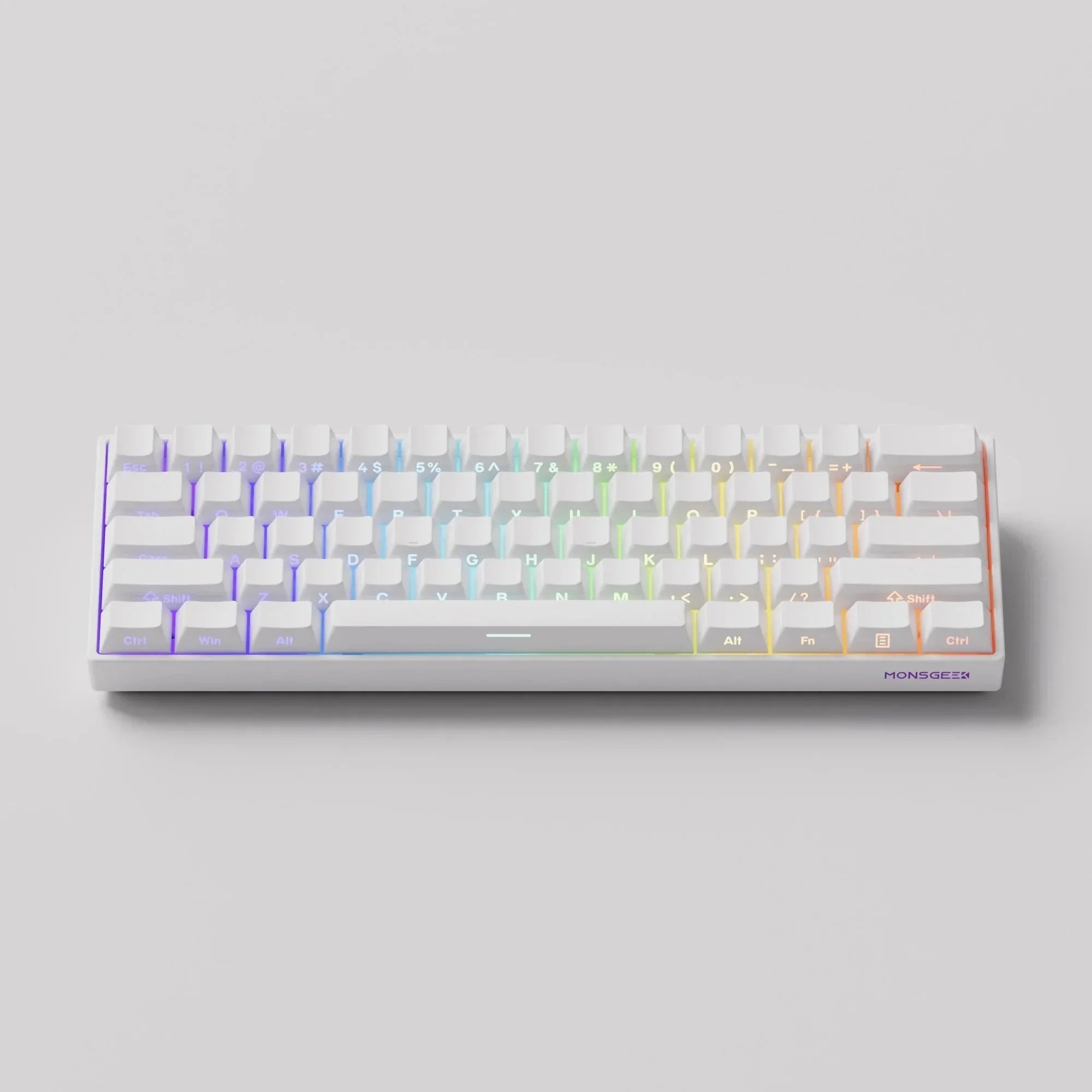 Biała klawiatura mechaniczna z RGB podświetleniem, idealna do home office i personalizacji desk setupu