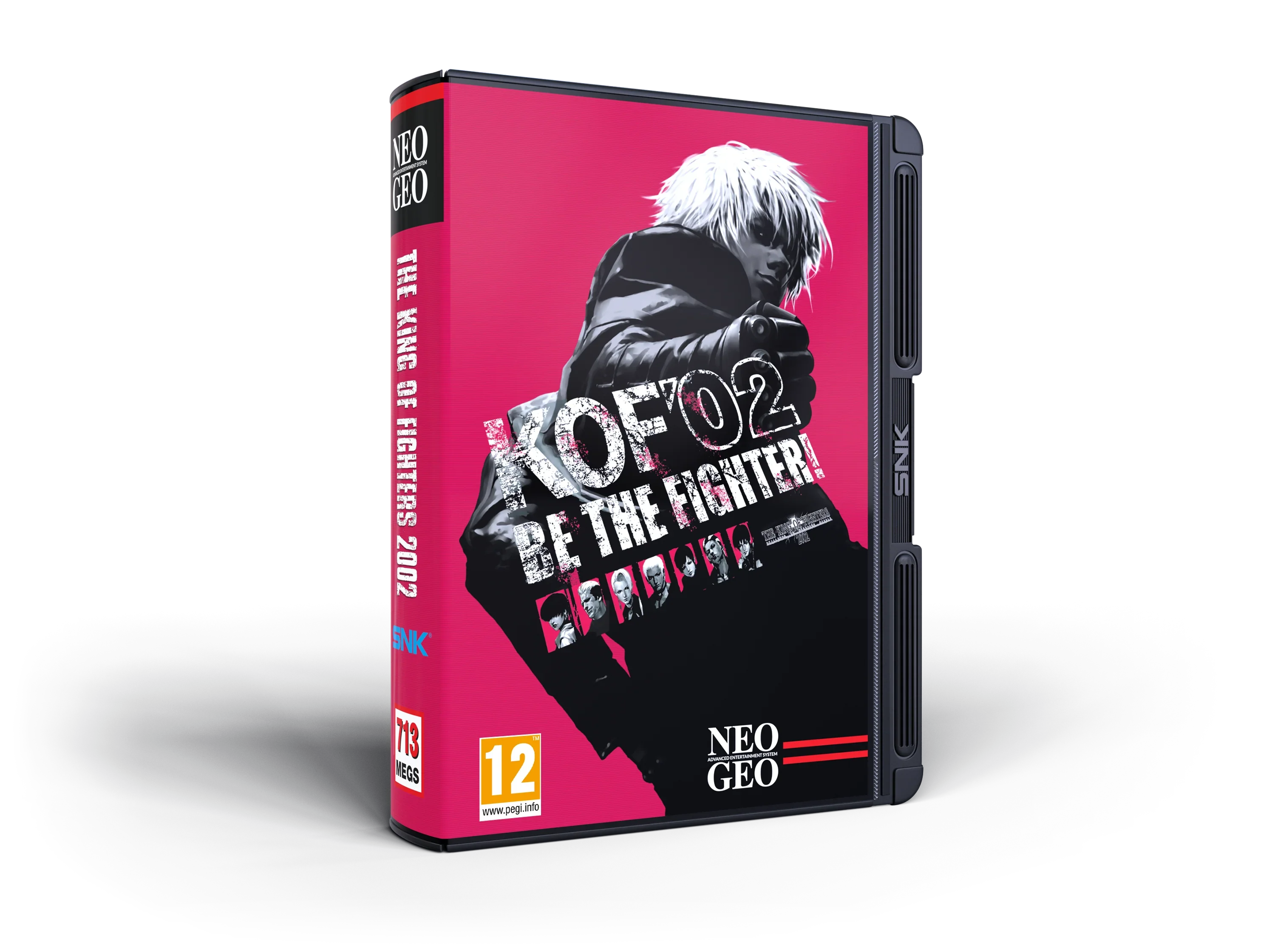 Pudełko gry The King of Fighters 2002 na Neo Geo, czerwone z postacią i logo SNK