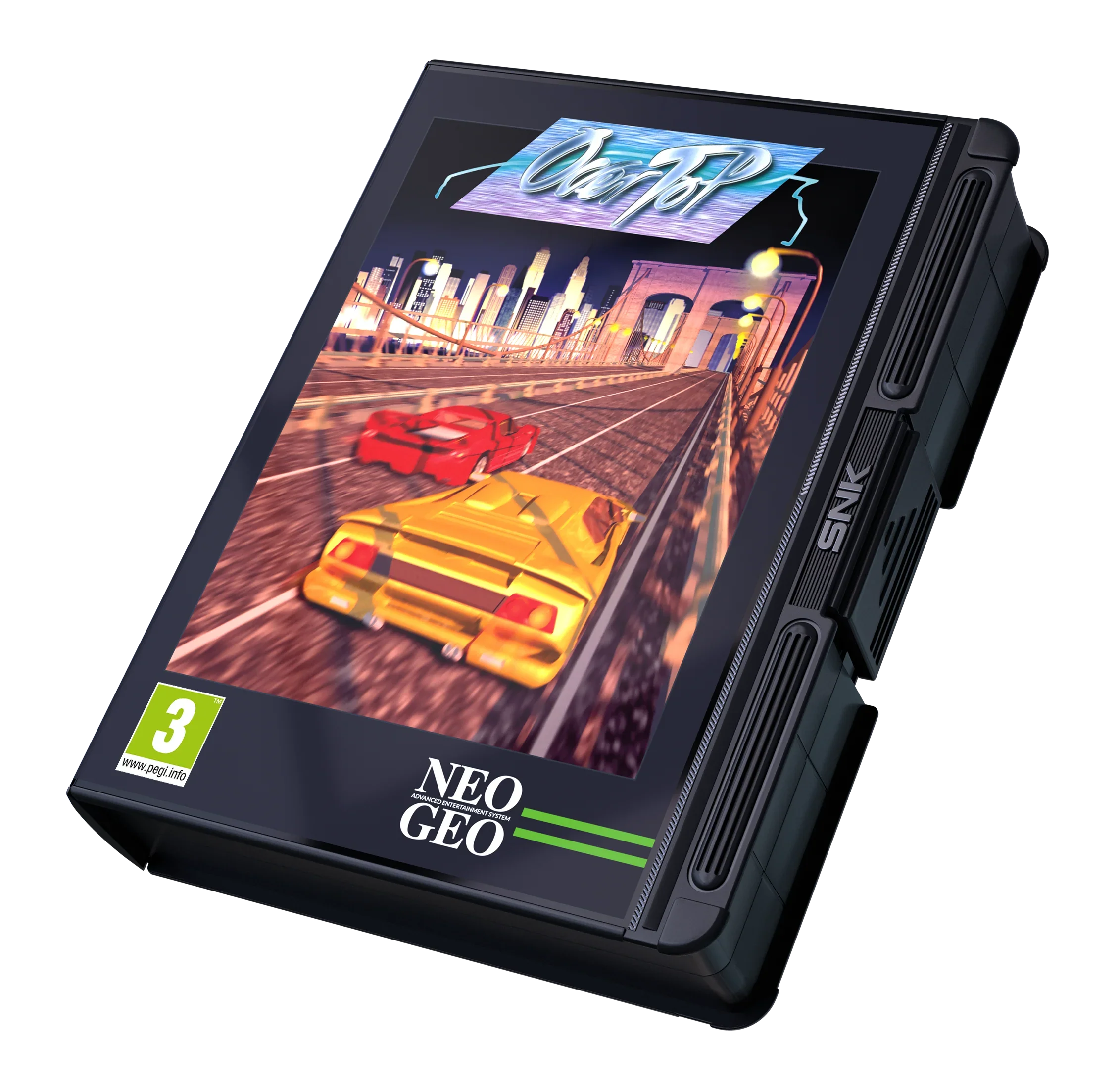 Karta gry Neo Geo Over Top z wyścigami samochodowymi, PEGI 3, idealna dla fanów retro gamingu