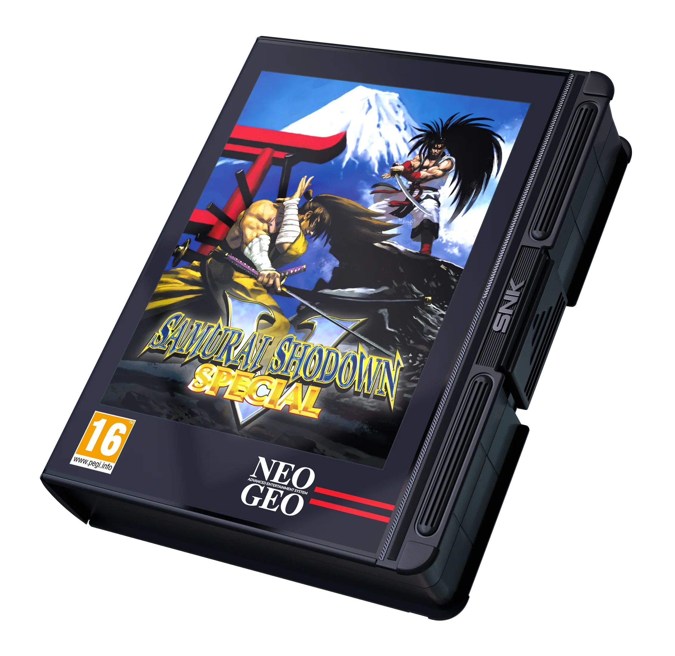 Konsola Neo Geo z grą Samurai Shodown Special, idealna dla fanów klasycznych gier walki i retro gamingu.