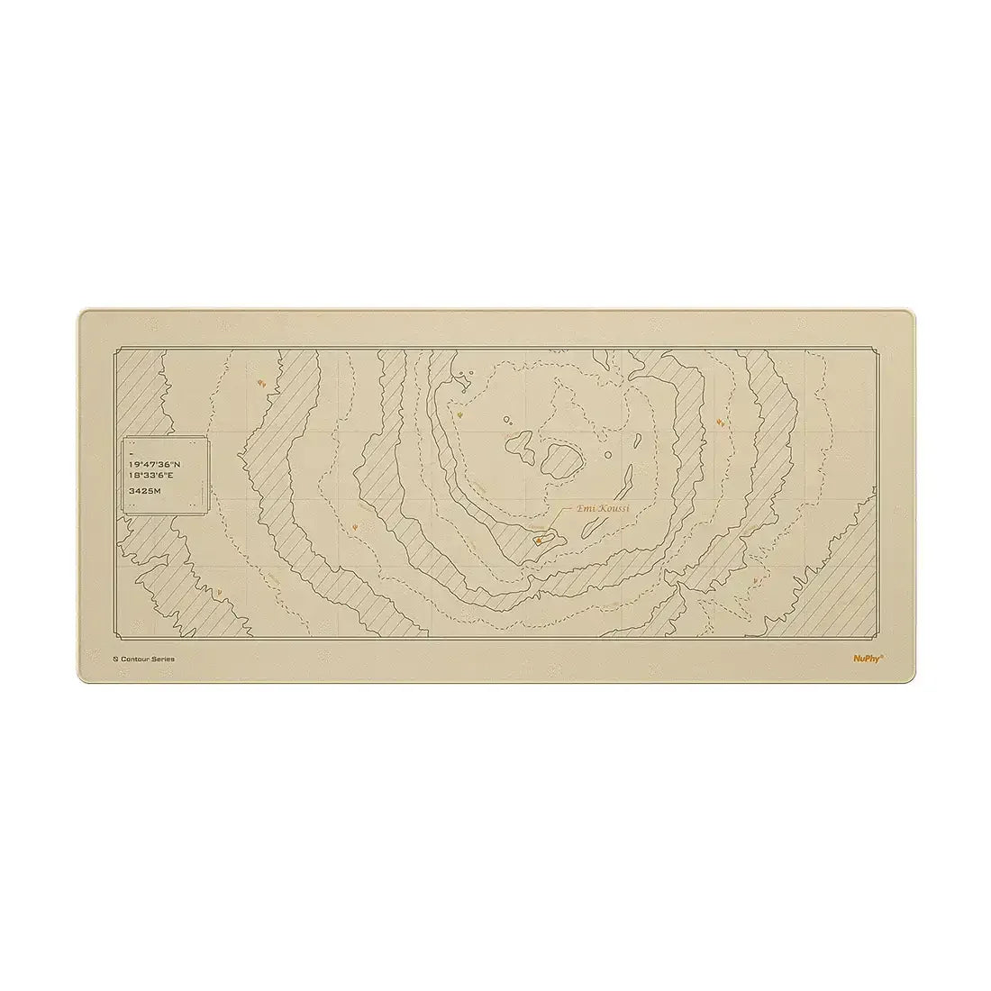 Beżowa podkładka na biurko z mapą topograficzną, idealna do desk setupu i home office.