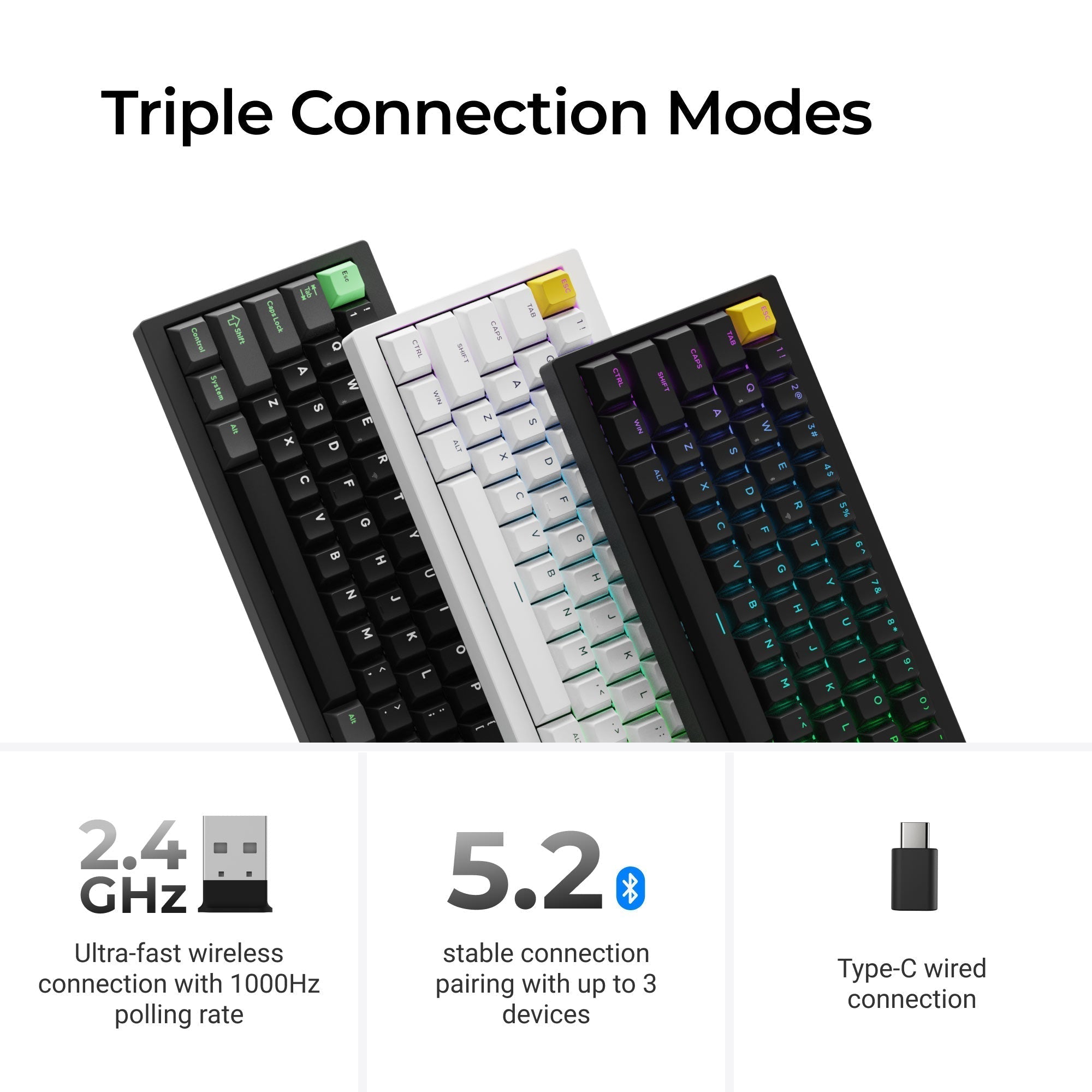 Lemokey P2 HE Triple Connection Modes